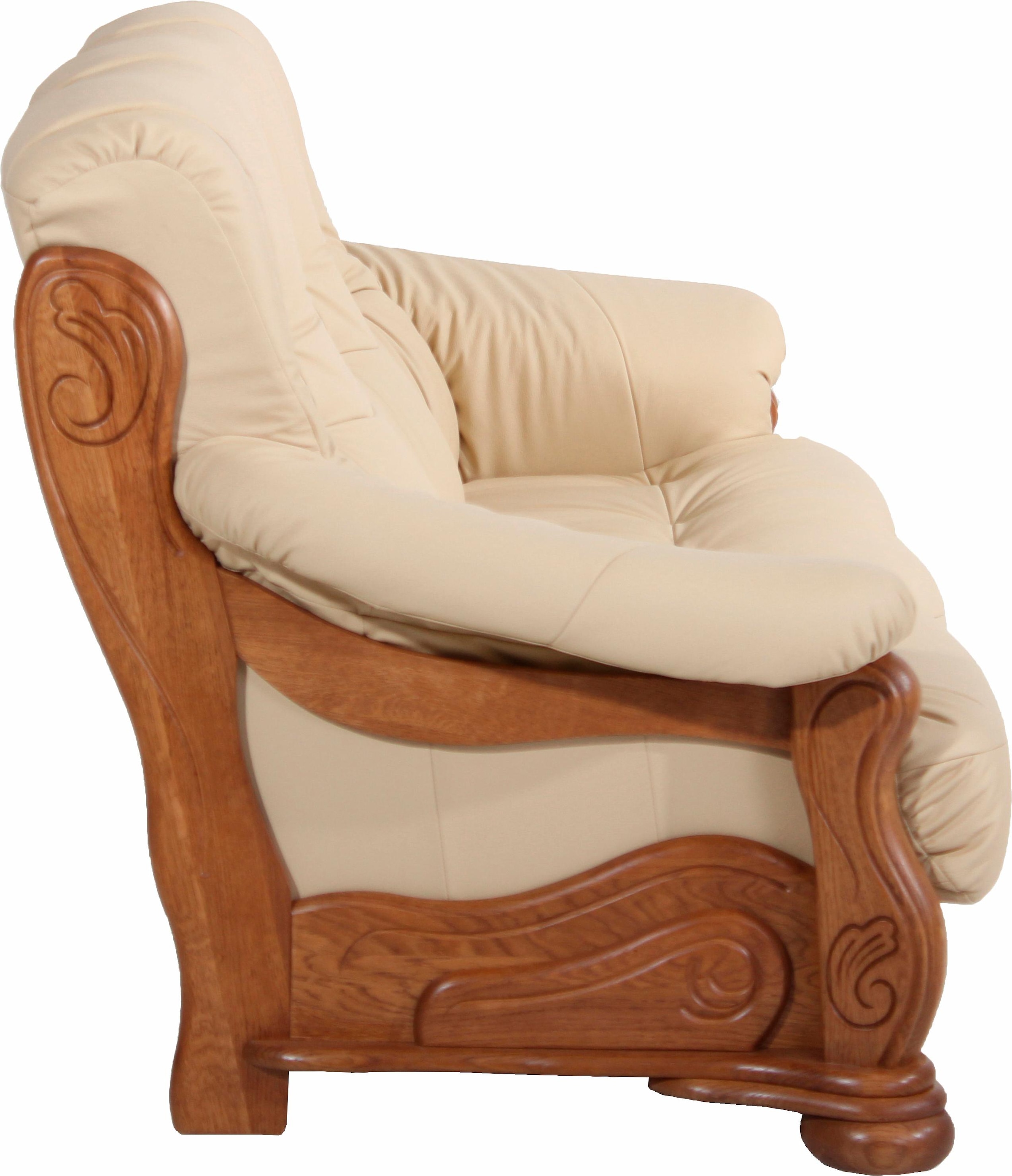 Max Winzer® 3-Sitzer »Texas mit aufwendig gefrästen Ornamenten im Eichenholzgestell«, bequemer Retro Klassiker, kompakte Stellmaße, Breite 202 cm
