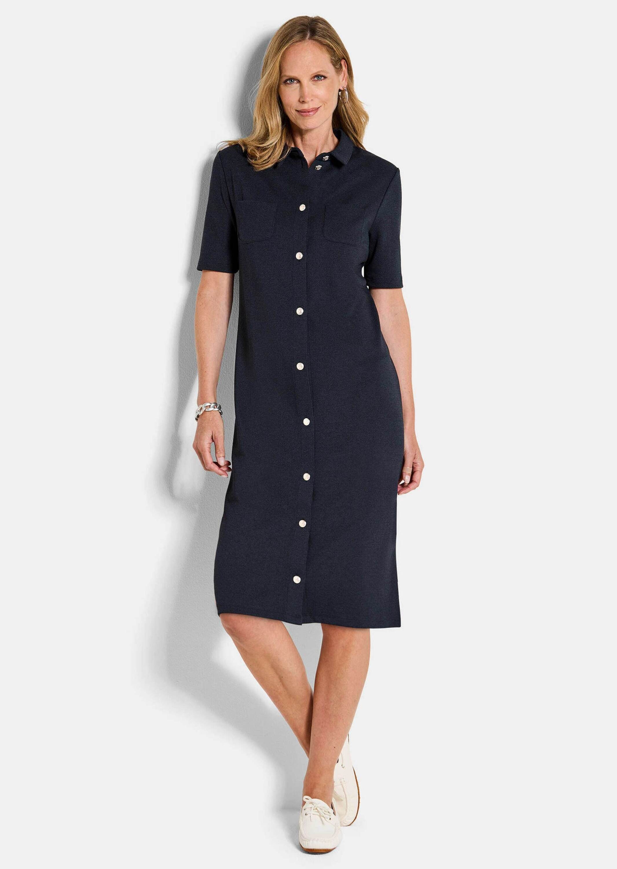 GOLDNER Jerseykleid »Kurzgröße Maritimes Kleid aus Interlock Jersey«
