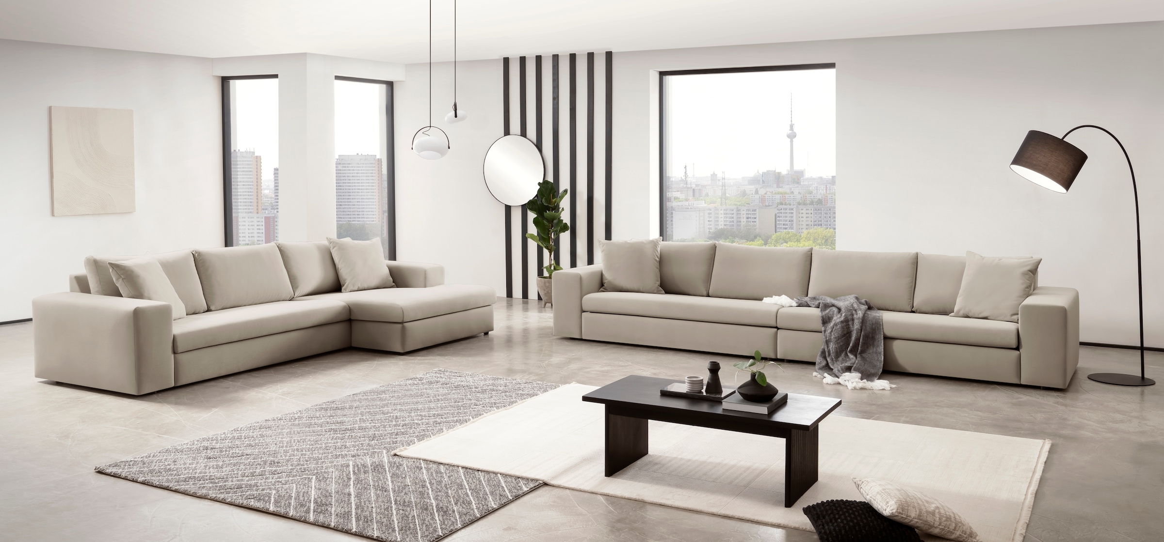 andas 4-Sitzer »SLEETLAND XXL in Samtvelours oder Vintage-Leder-Optik« besonders groß und bequem