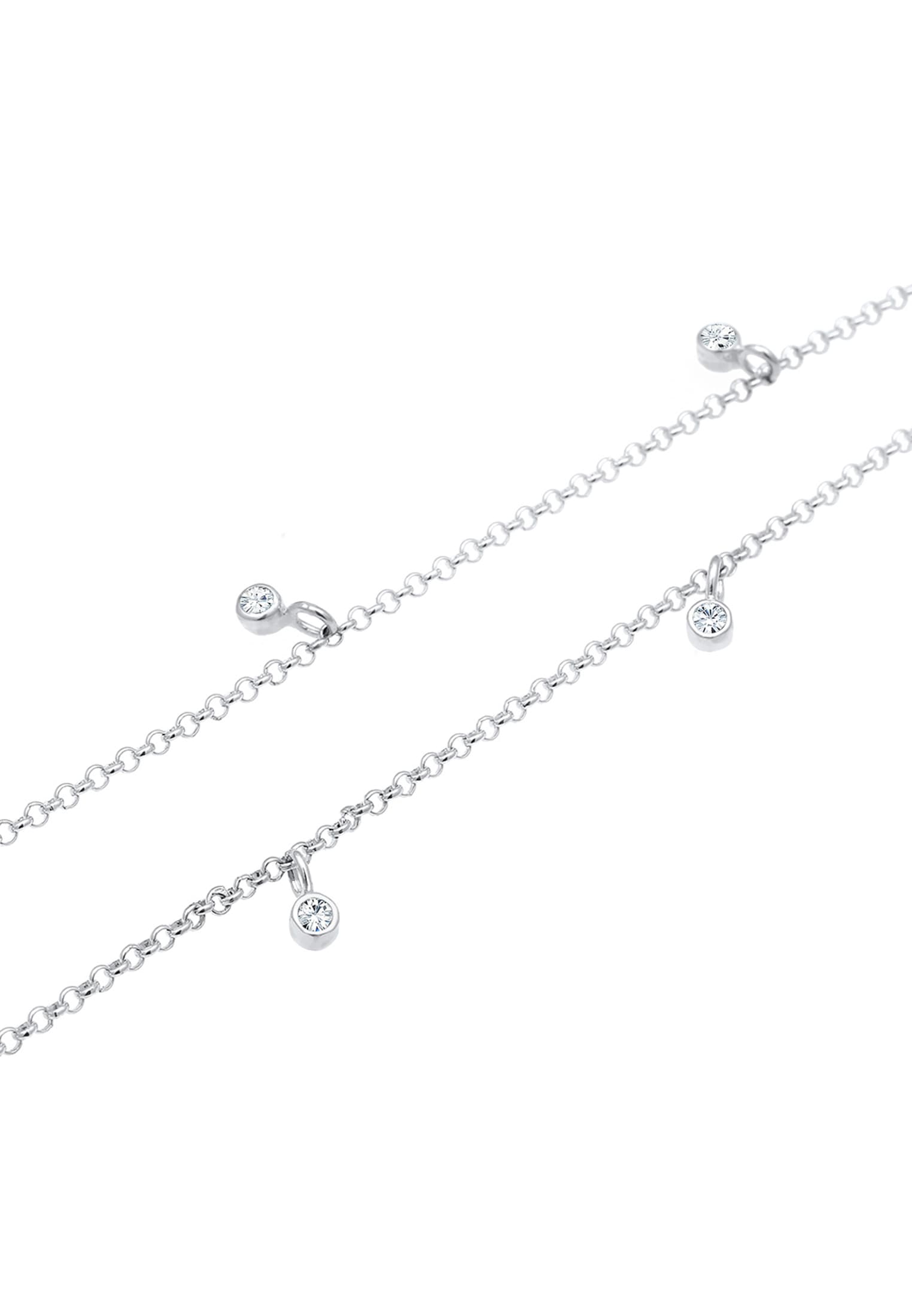 Elli Silberkette »Halskette Glas Kristalle Weiß 925 Sterling Silber«