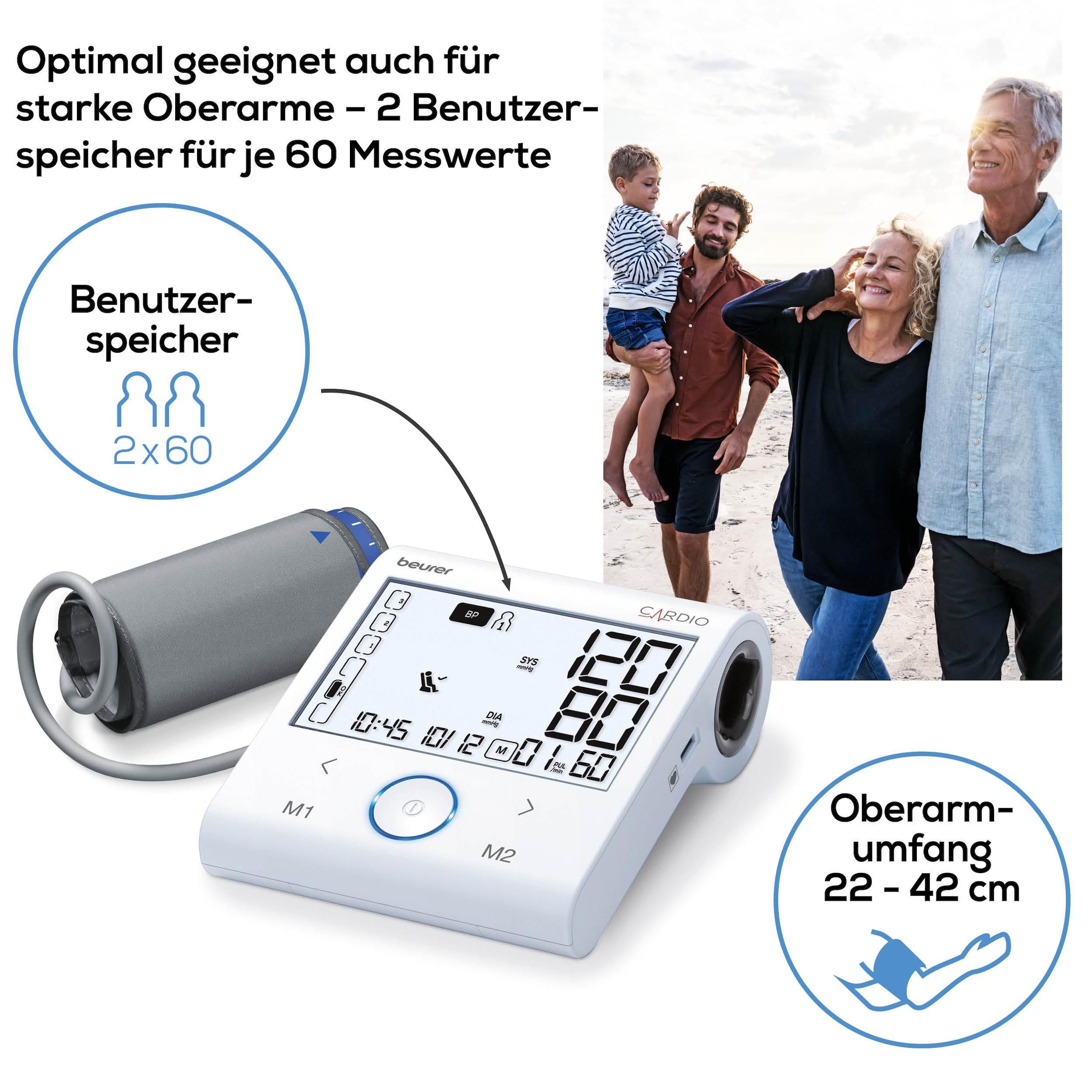 BEURER Oberarm-Blutdruckmessgerät »Beurer BM 96 Blutdruckmessgerät mit EKG-Funktion«, Mit 1-Kanal EKG zur Aufzeichnung des Herzrhythmus