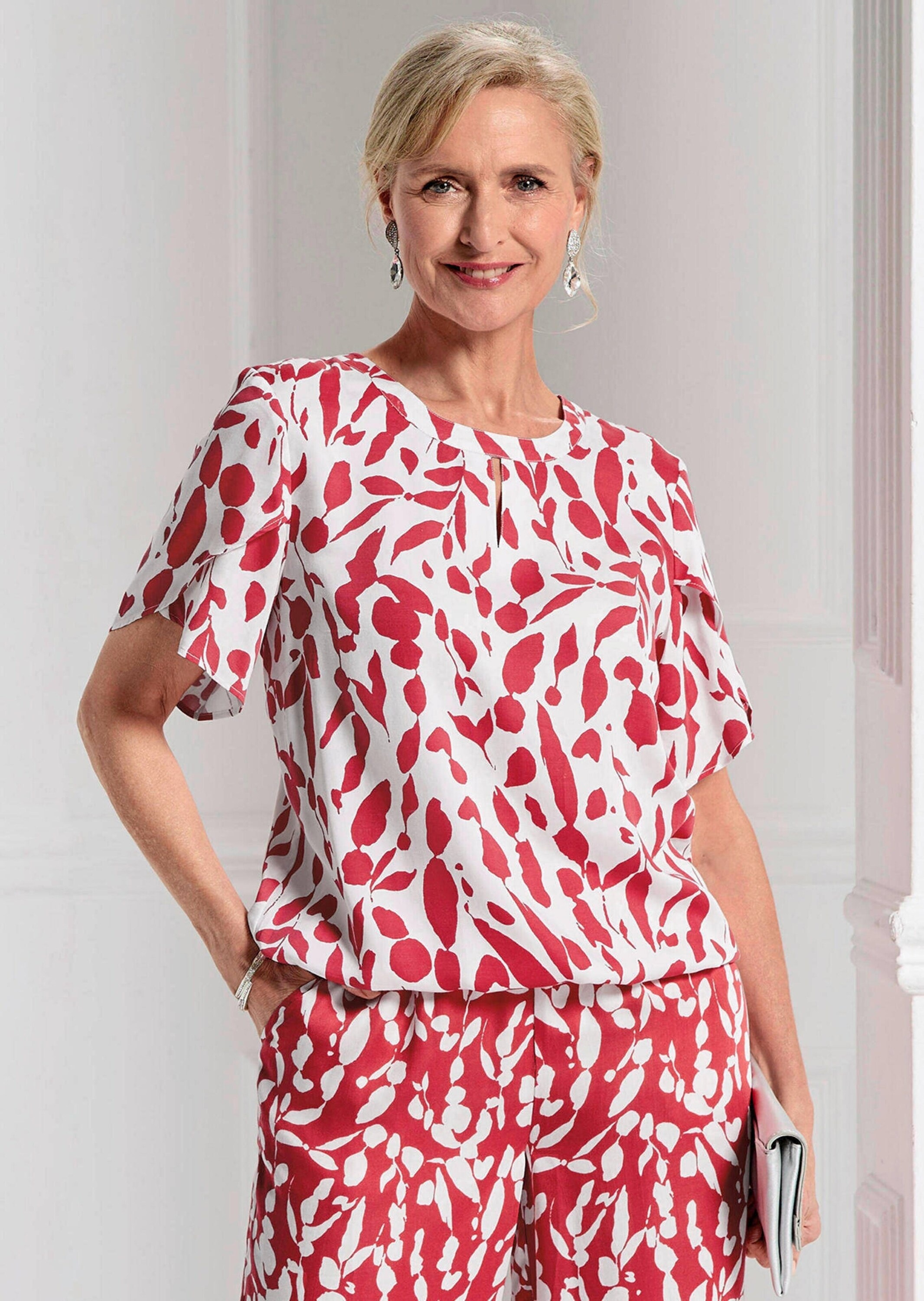 GOLDNER Satinbluse »Viskosebluse mit Tulpenärmeln« Two in One