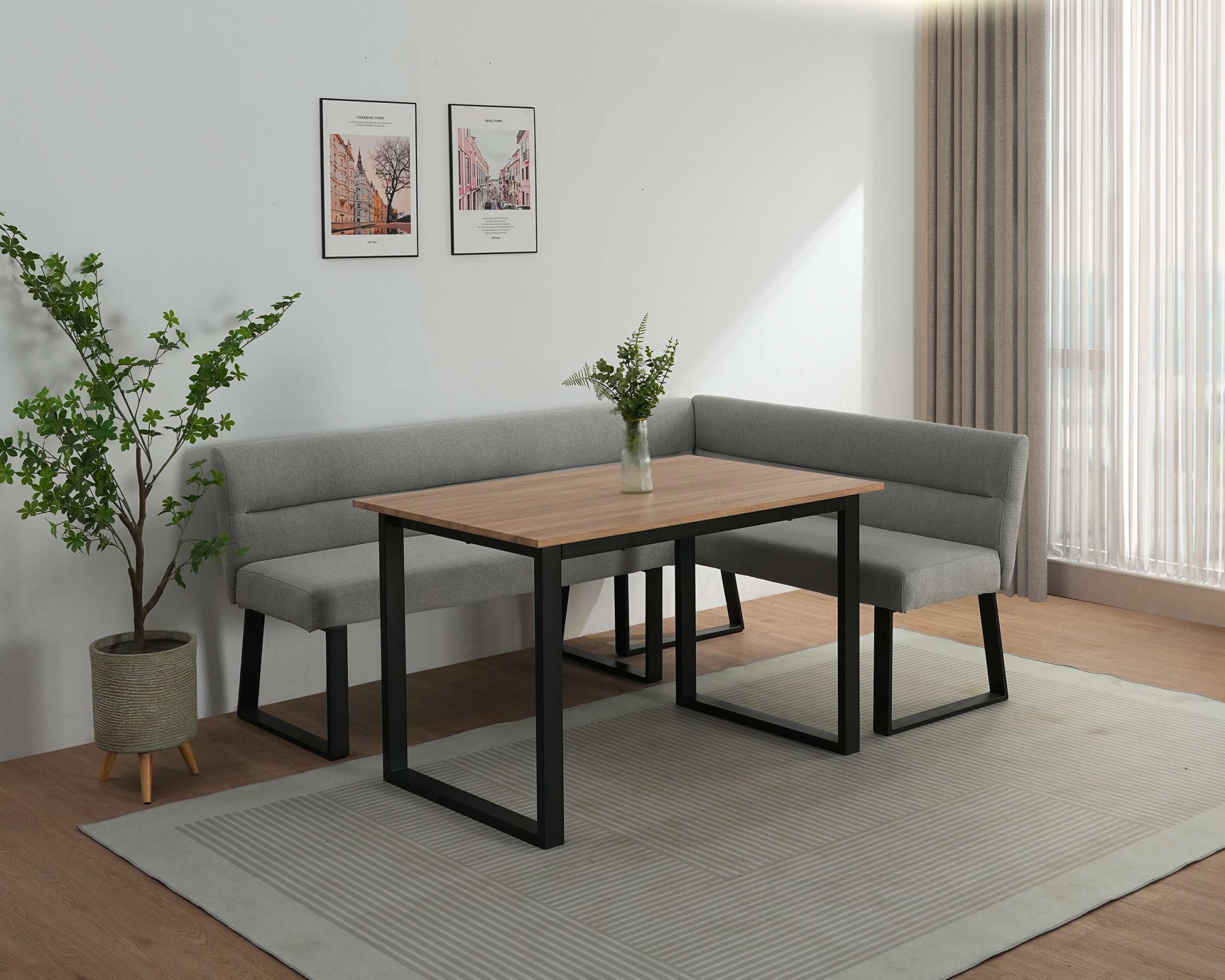 OTTO home Essbank »Ivanna« schwarzes Metallgestell, Webstoff Bezug, Breite 193/152