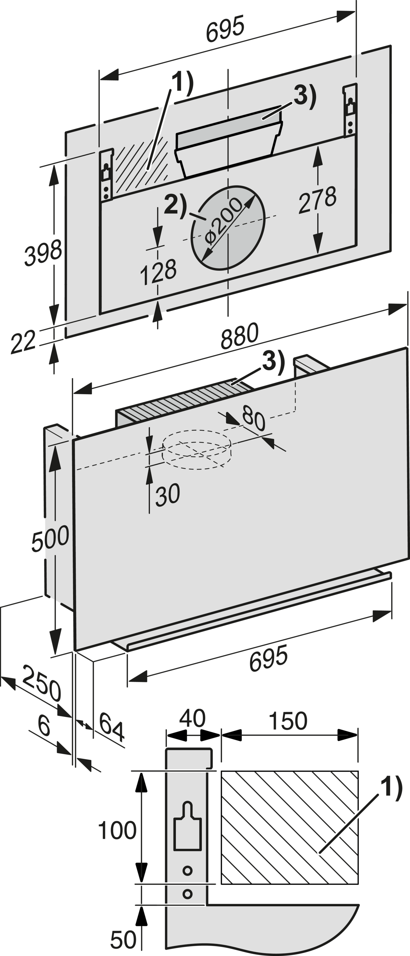 Miele Wandhaube »DA 9092 W Screen Obsidianschwarz«