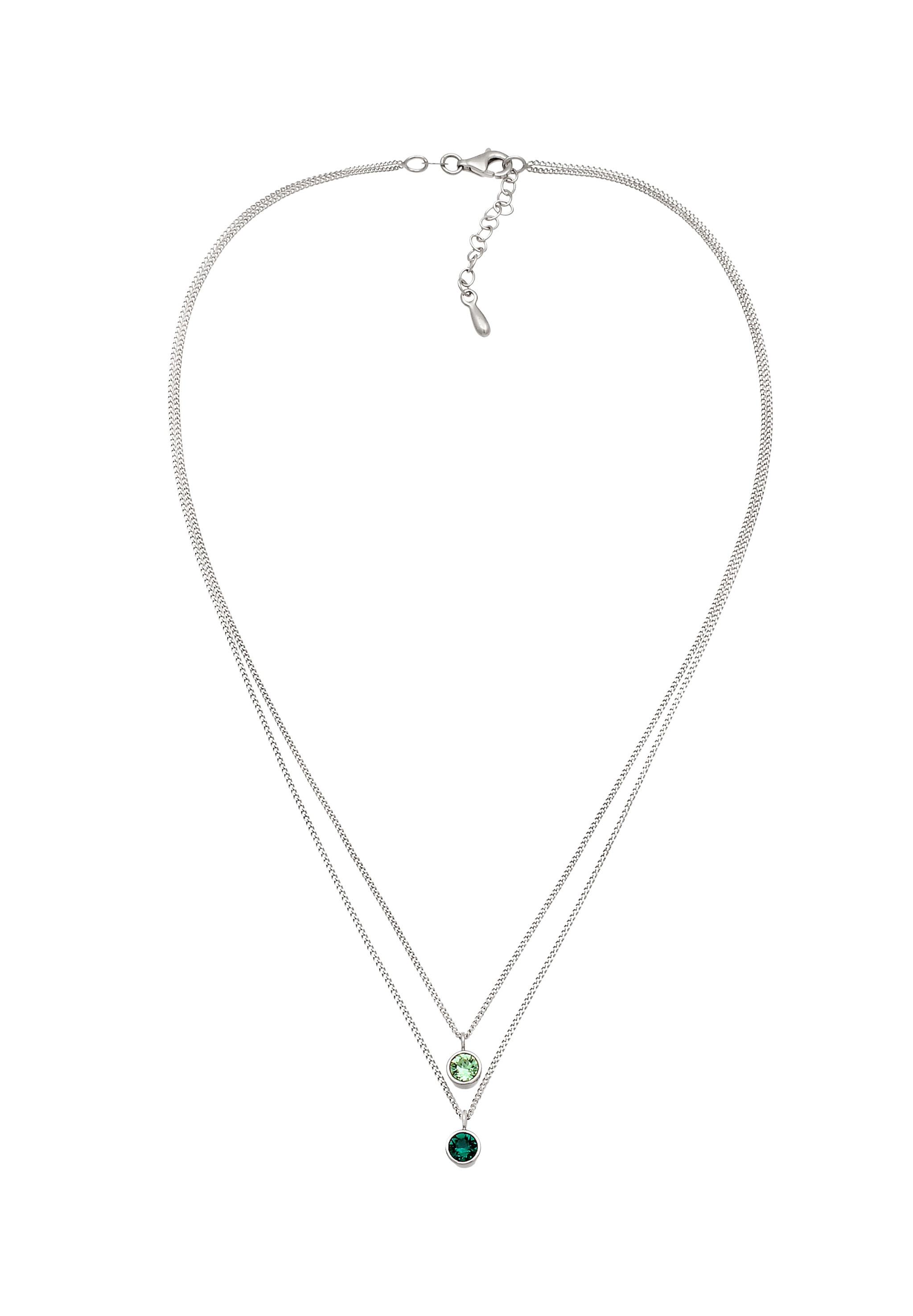 Elli Silberkette »Halskette Layer Glas Kristalle Grün 925 Sterling Silber«