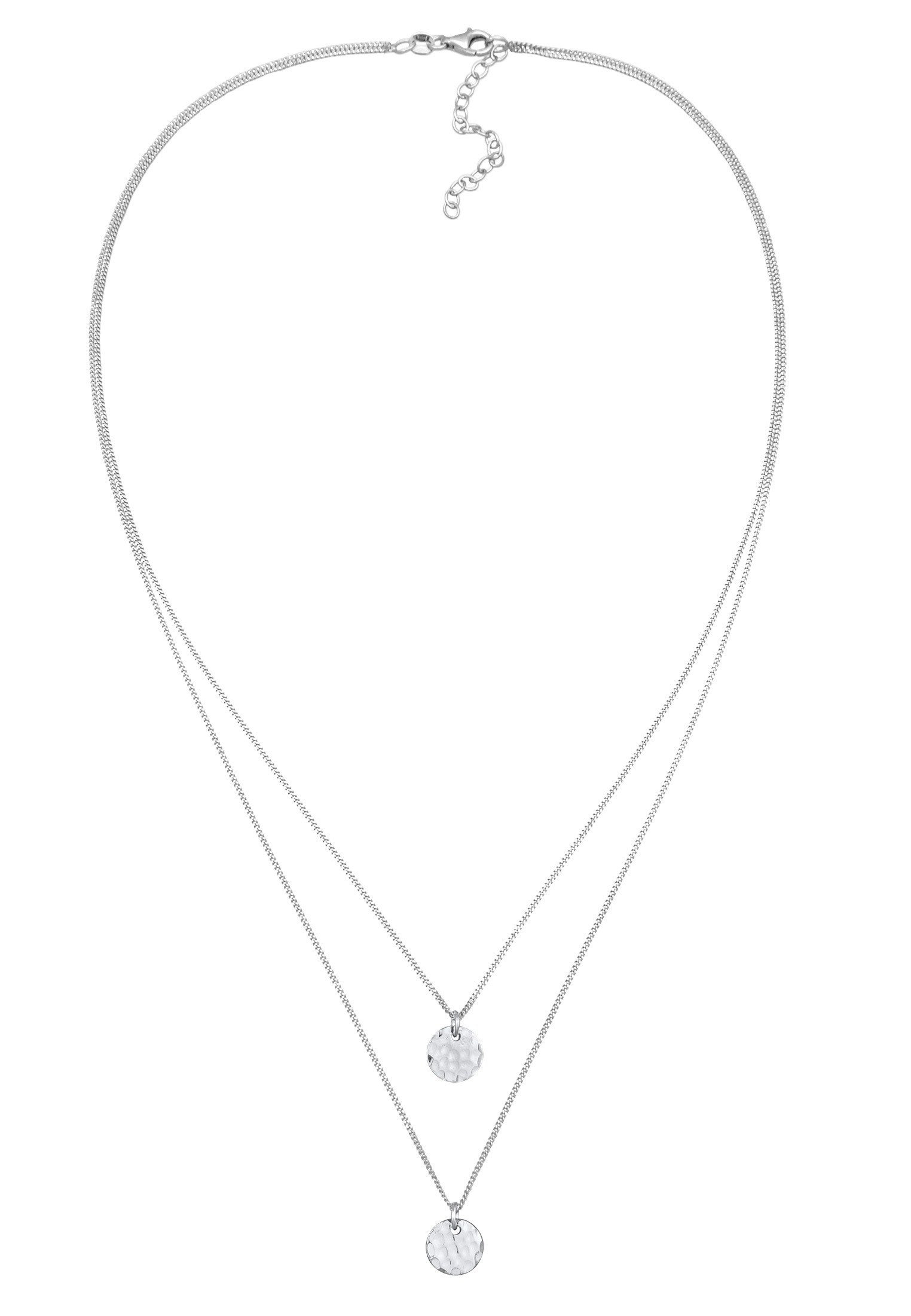 Elli Silberkette »Halskette Layer Kette mit Kreis Plättchen 925 Silber«