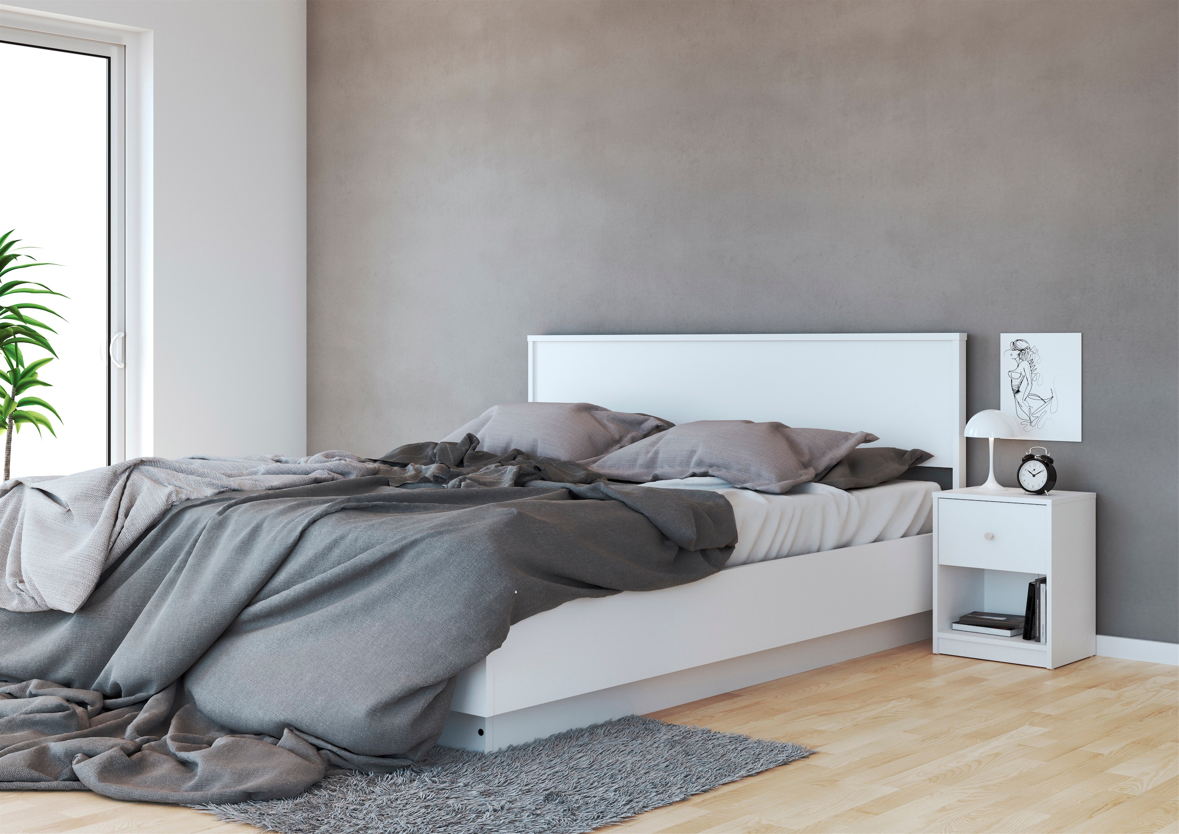 Home affaire Nachtkommode »May, Nachttisch, Nachtschrank, Beistelltisch,« mit 1 Schublade und einem offenen Fach, Breite 38 cm, Höhe 48 cm