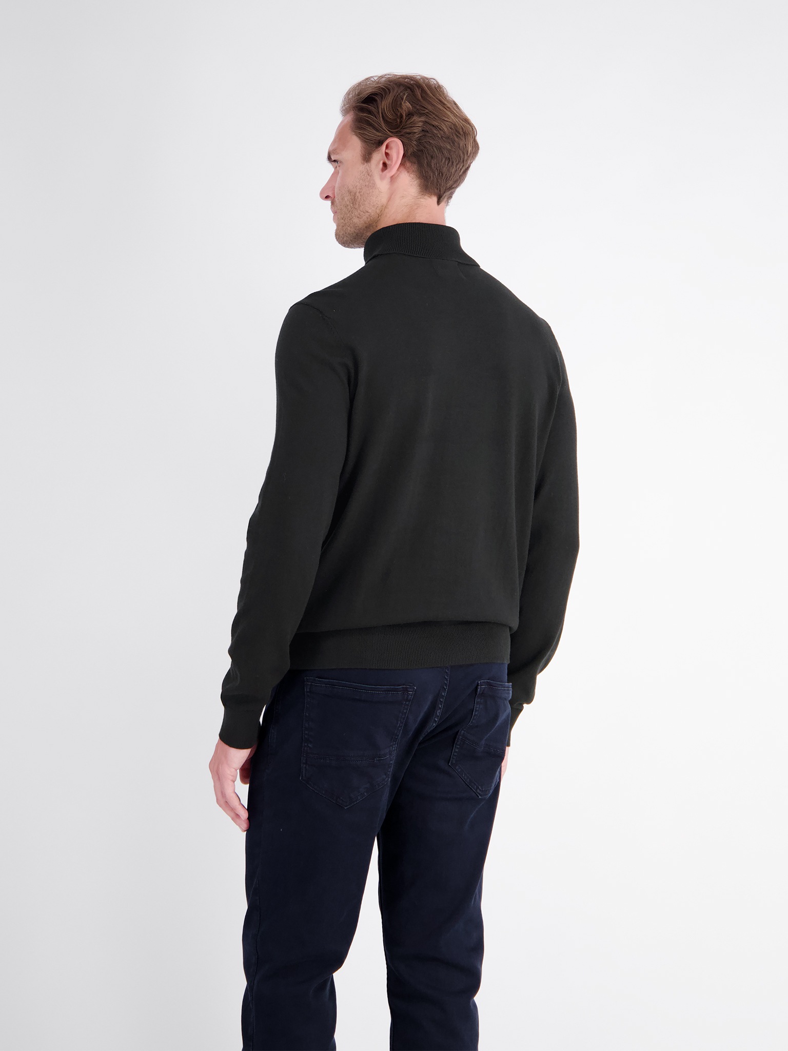 LERROS Rollkragenpullover mit Logostickerei