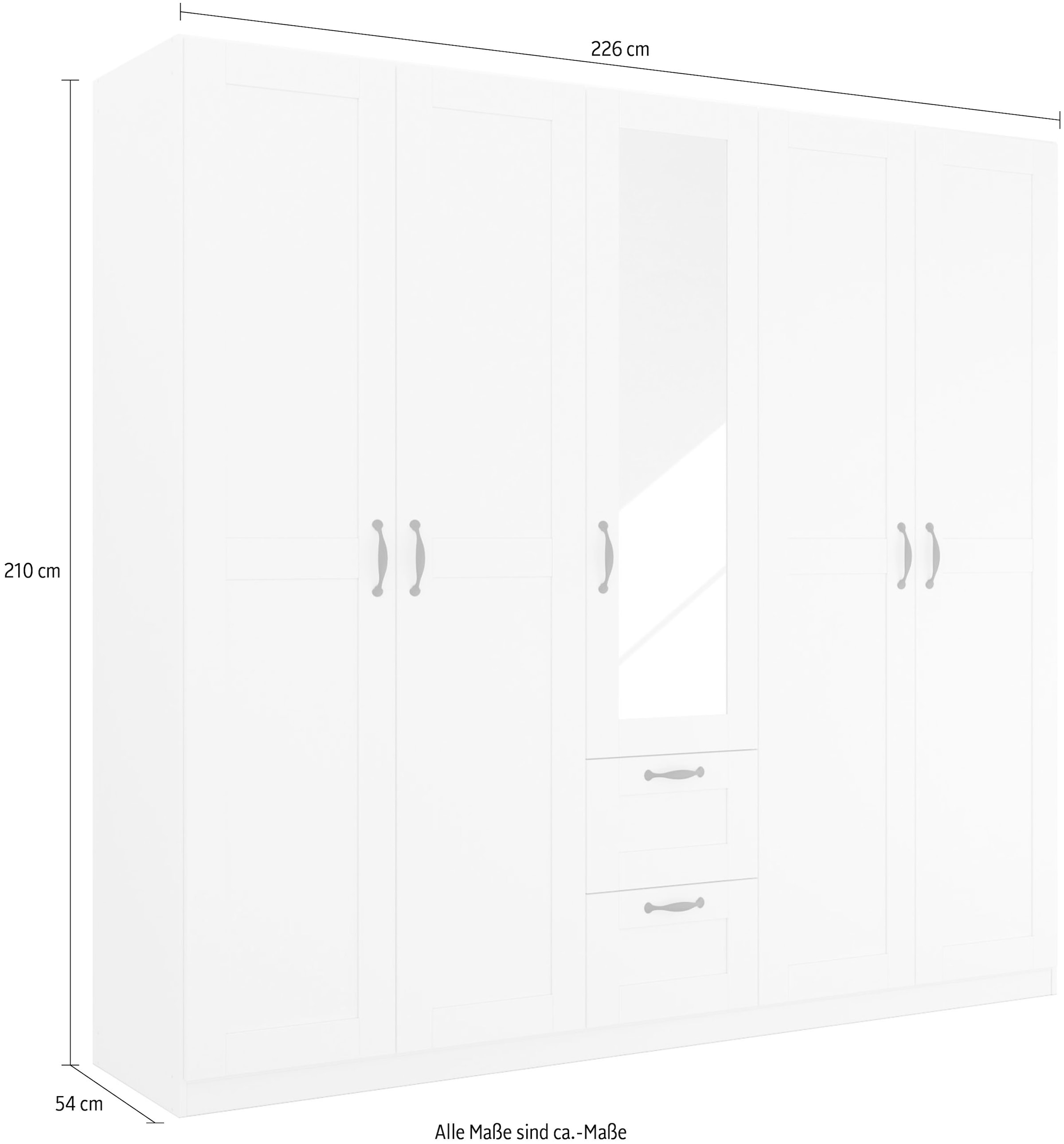 rauch Drehtürenschrank »Cottage by Quadra Spin«, in skandinavischem Landhausstil, mit Schubladen und Spiegel