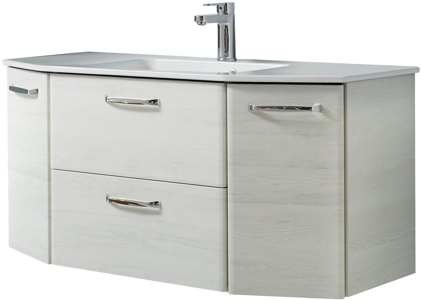 Saphir Badmöbel-Set »Quickset 936 4-teilig, Glaswaschtisch und LED-Spiegelschrank« Set, 4 Stk. tlg.