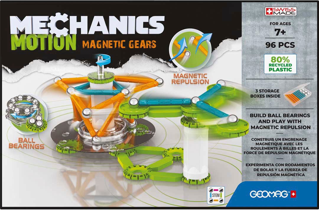 Geomag™ Magnetspielbausteine »GEOMAG™ Mechanics Motion, Recycled Magnetic Gears«, (96 St.), aus recyceltem Material