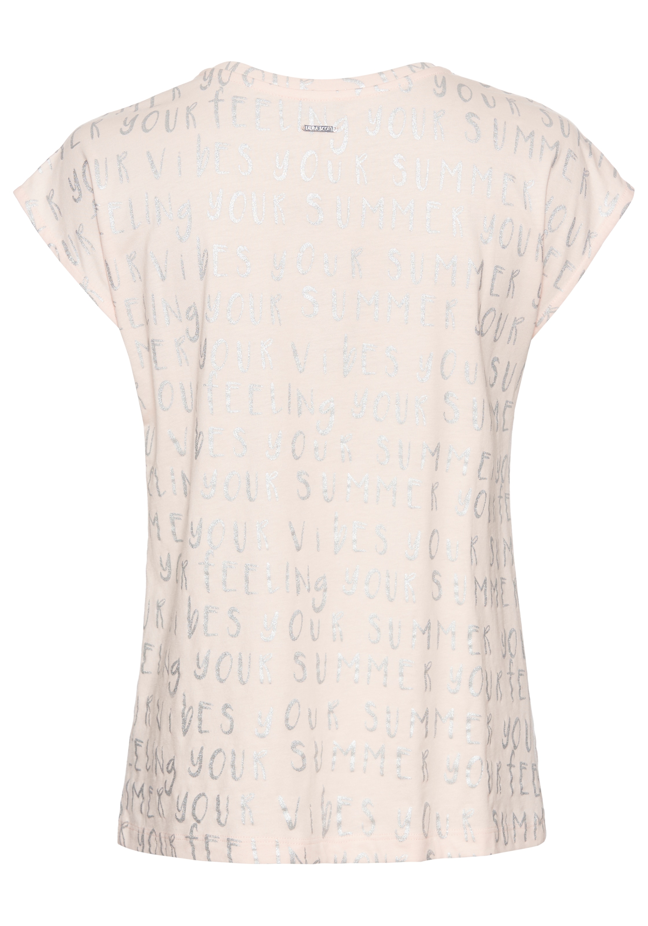 Laura Scott T-Shirt, mit sommerlichen silberfarbenen Lettering-Print - NEUE KOLLEKTION