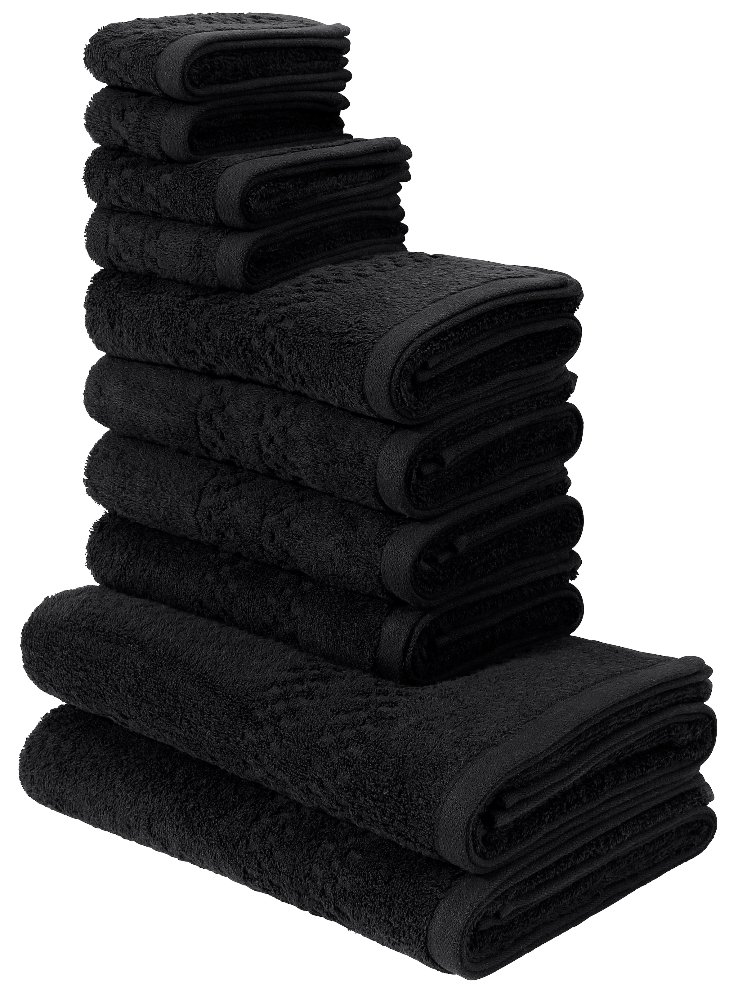 Home affaire Handtuch Set »Regona, auch als 10 tlg Set, Serie, Premium Handtücher, 500 gr/m²«, (10 St., 2 Duschtücher 70 x 140 cm-4 Handtücher 50 x 100 cm-2 Gästetücher 30 x 50 cm-2 Seiftücher 30 x 30 cm), 100% Baumwolle