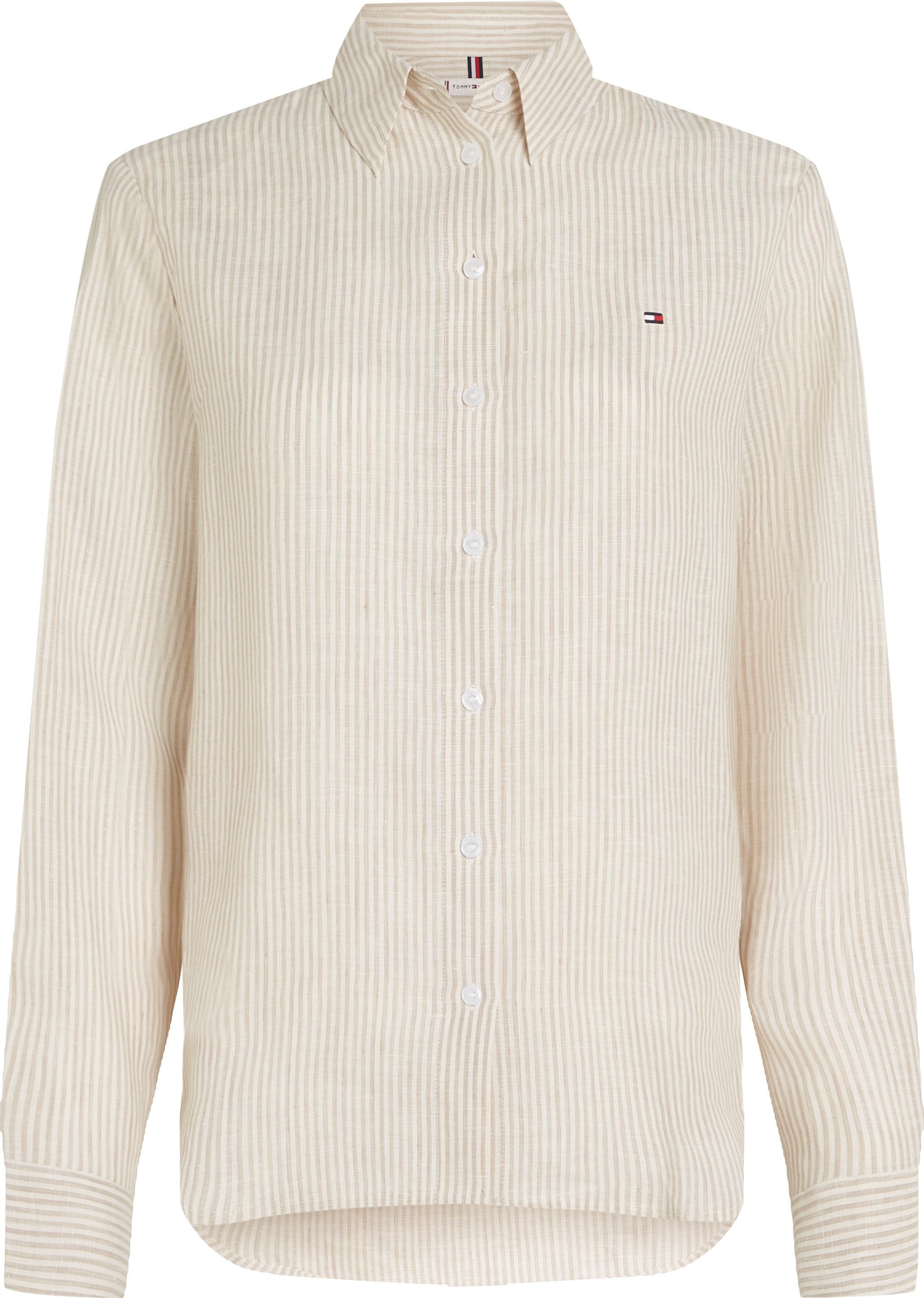 Tommy Hilfiger Hemdbluse »ESS LINEN RELAXED SHIRT«, mit Logostickerei,kühlendes Premium Leinen