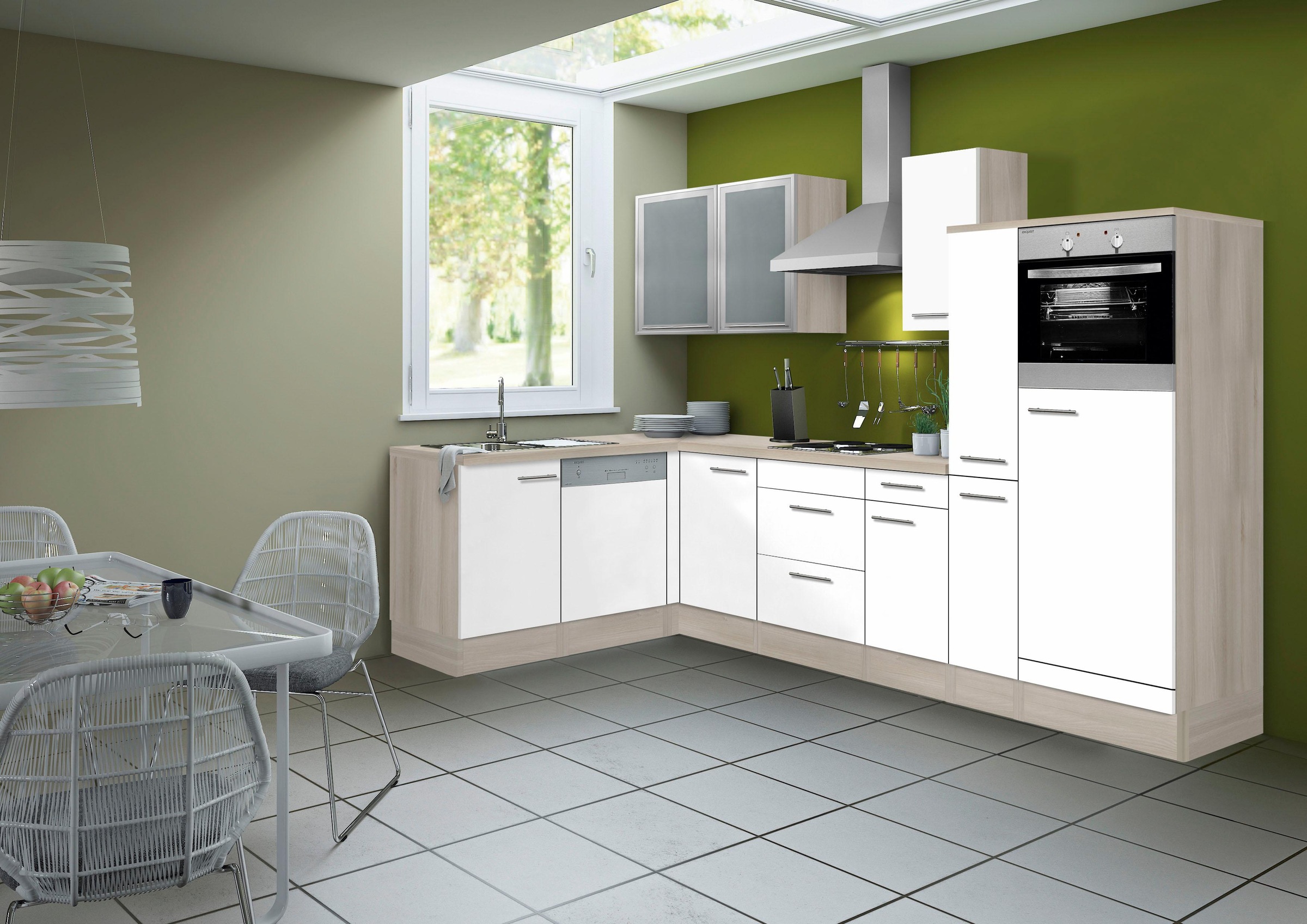 OPTIFIT Winkelküche »Kalmar«, Stellbreite 300x175 cm, wahlweise mit E-Geräten, mit Arbeitsplatte
