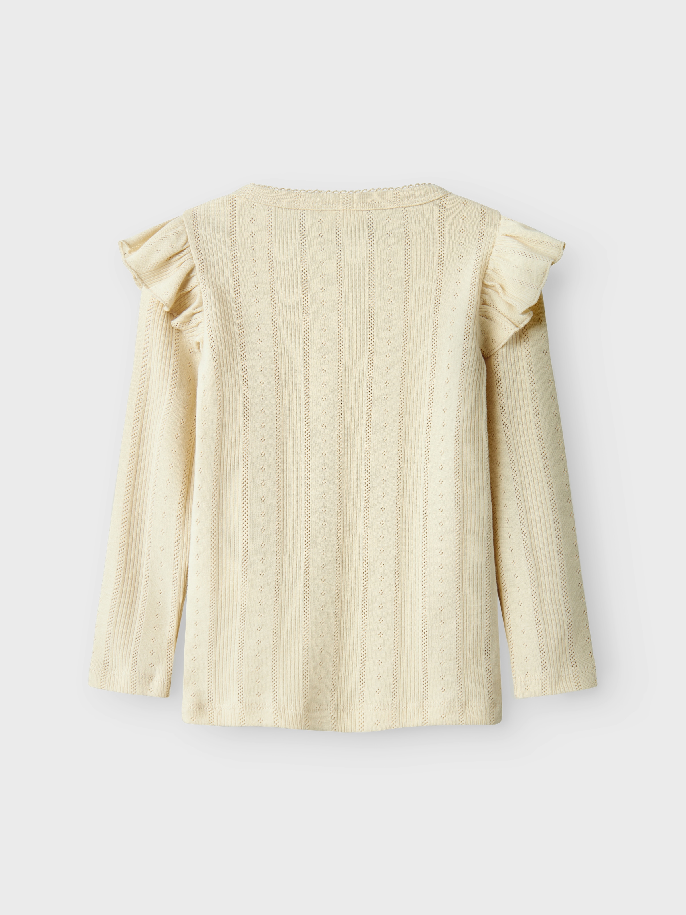 Name It Longtop »NMFJULIA LS SLIM TOP NOOS« mit tollem Volant an der Schulter und im süßen Ajourstrick-Design