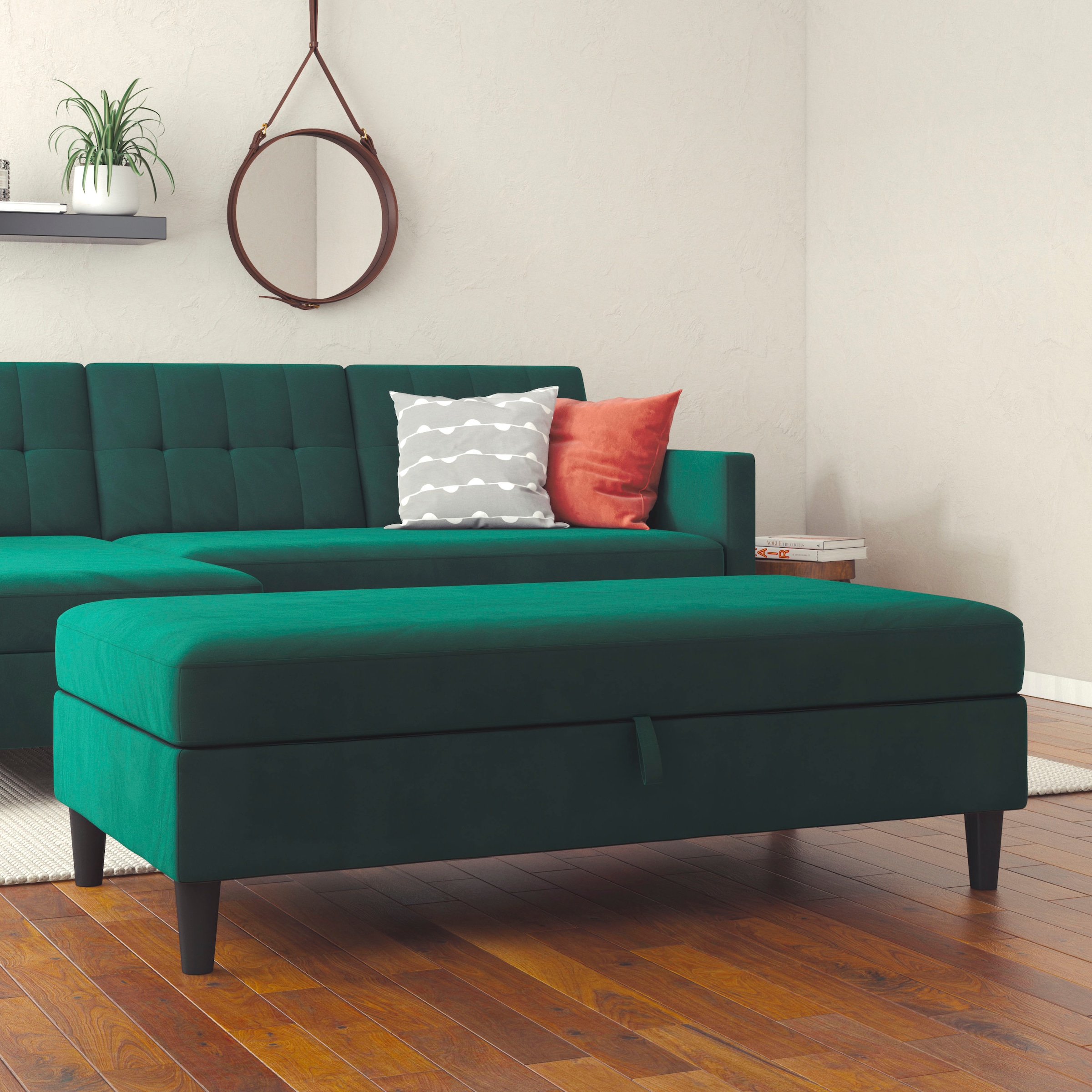 Dorel Home Stauraumhocker »Hartford« Polsterhocker mit Stauraum, frei im Raum stellbar, Sitzhöhe 43 cm