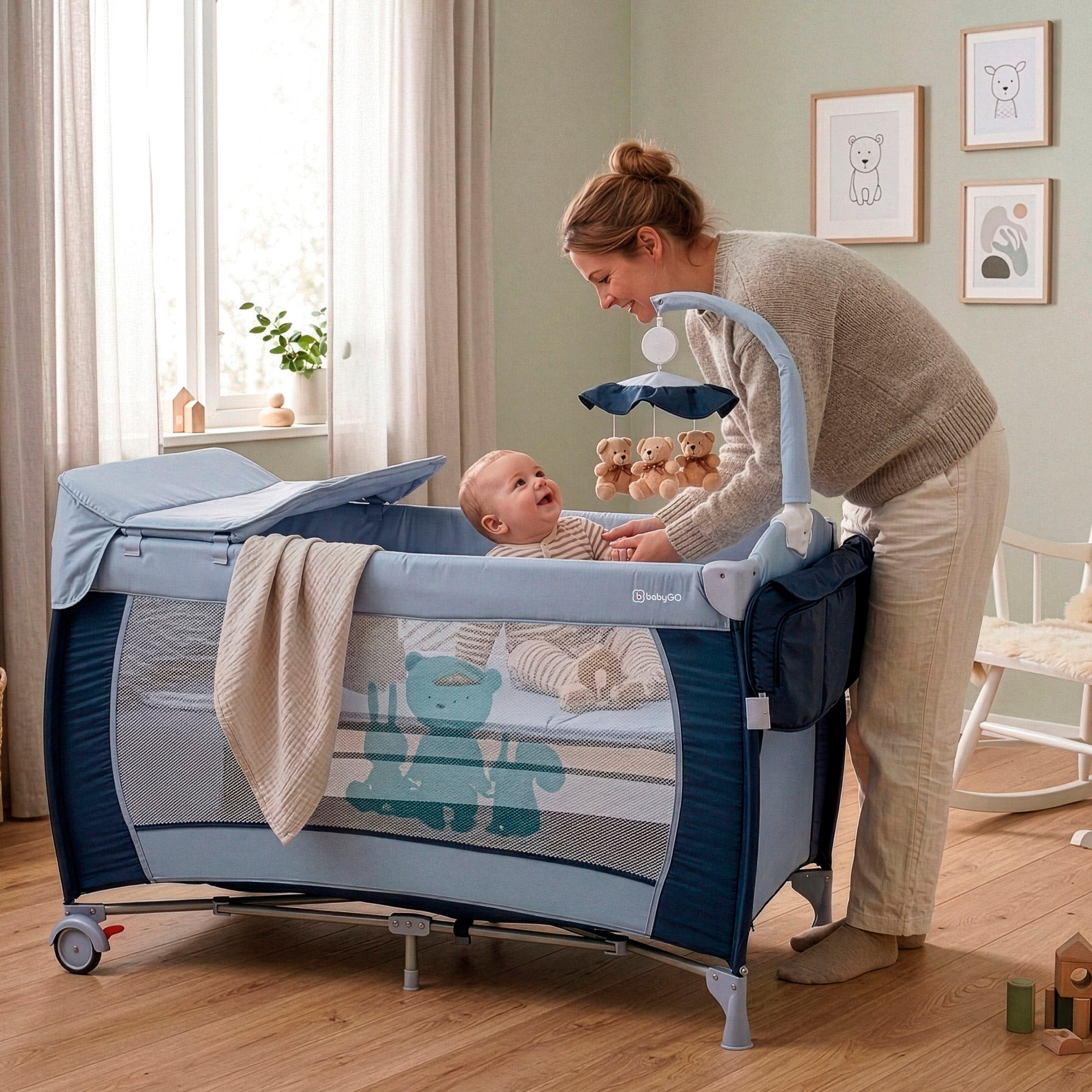BabyGo Baby-Reisebett »Sleeper Deluxe, black« mit Musik-Mobile