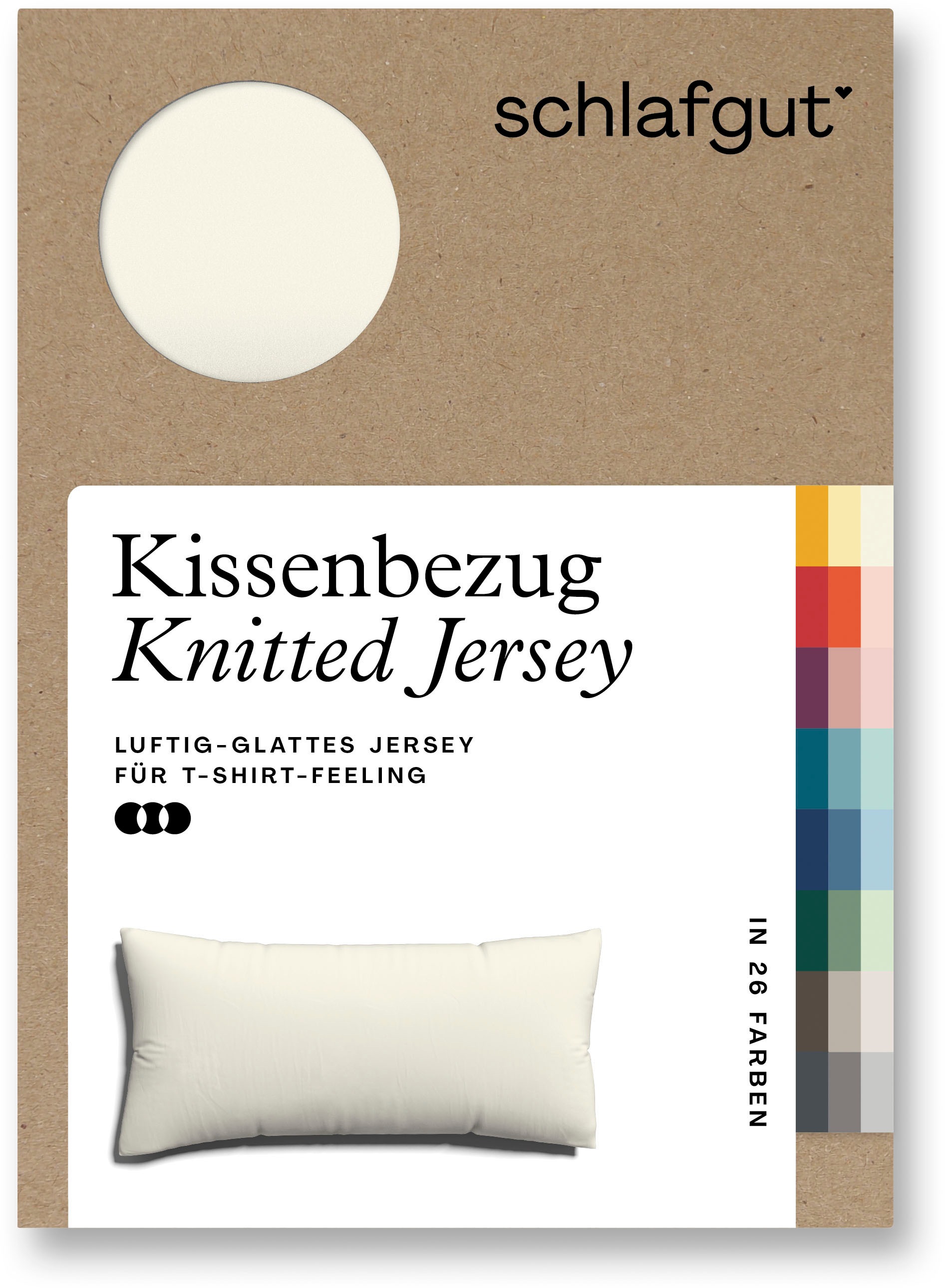 Schlafgut Kissenbezug »Knitted Jersey aus Bio-Baumwolle mit Elasthan, bügelfrei,«, (1 St.), besonders fein gestrickt, Kissenhülle mit farbigem Reißverschluss