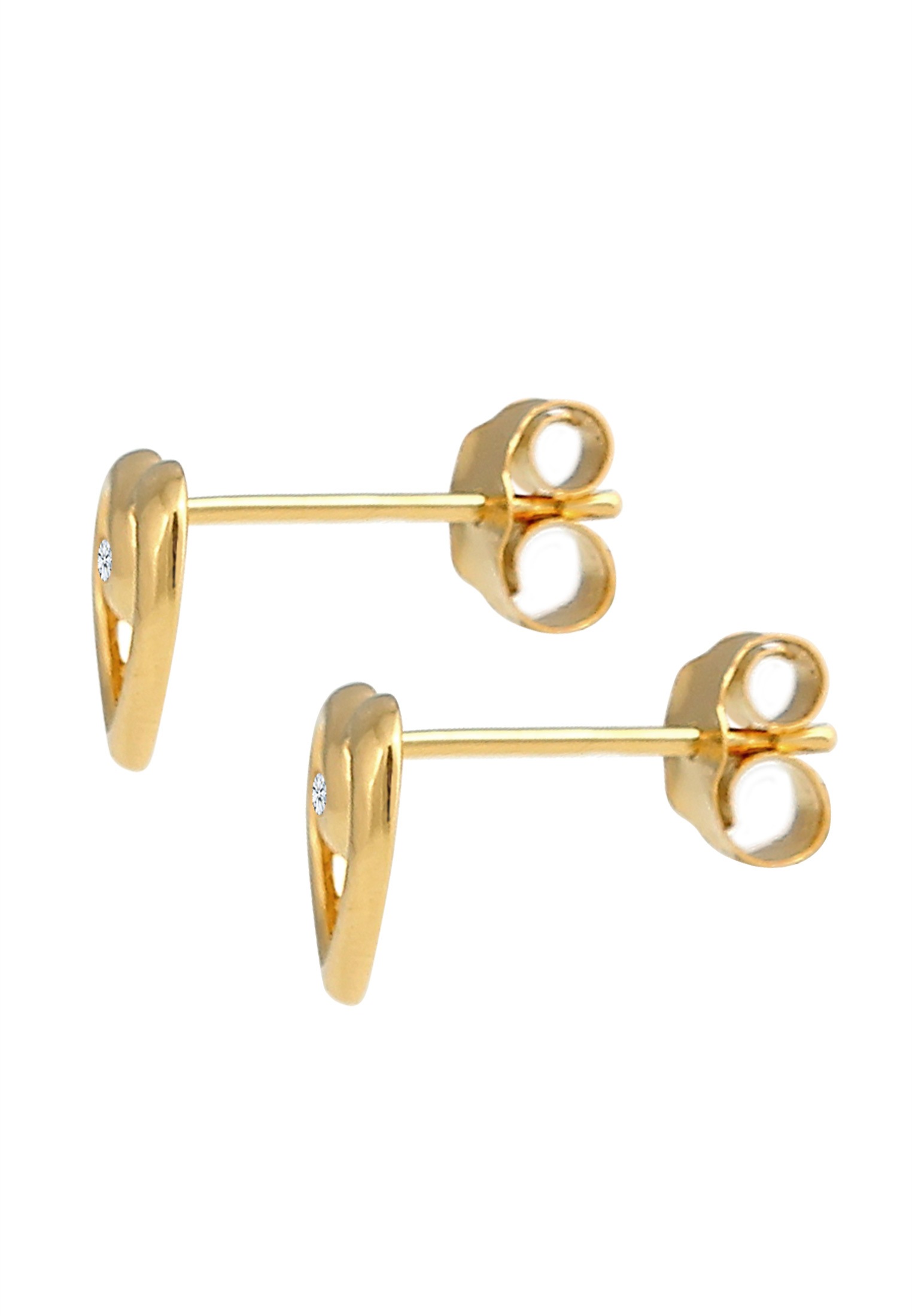 Elli DIAMONDS Paar Ohrstecker »Ohrringe Ohrstecker Herz Diamant Weiß Brillantschliff (0.03 ct) 585 Gelbgold«