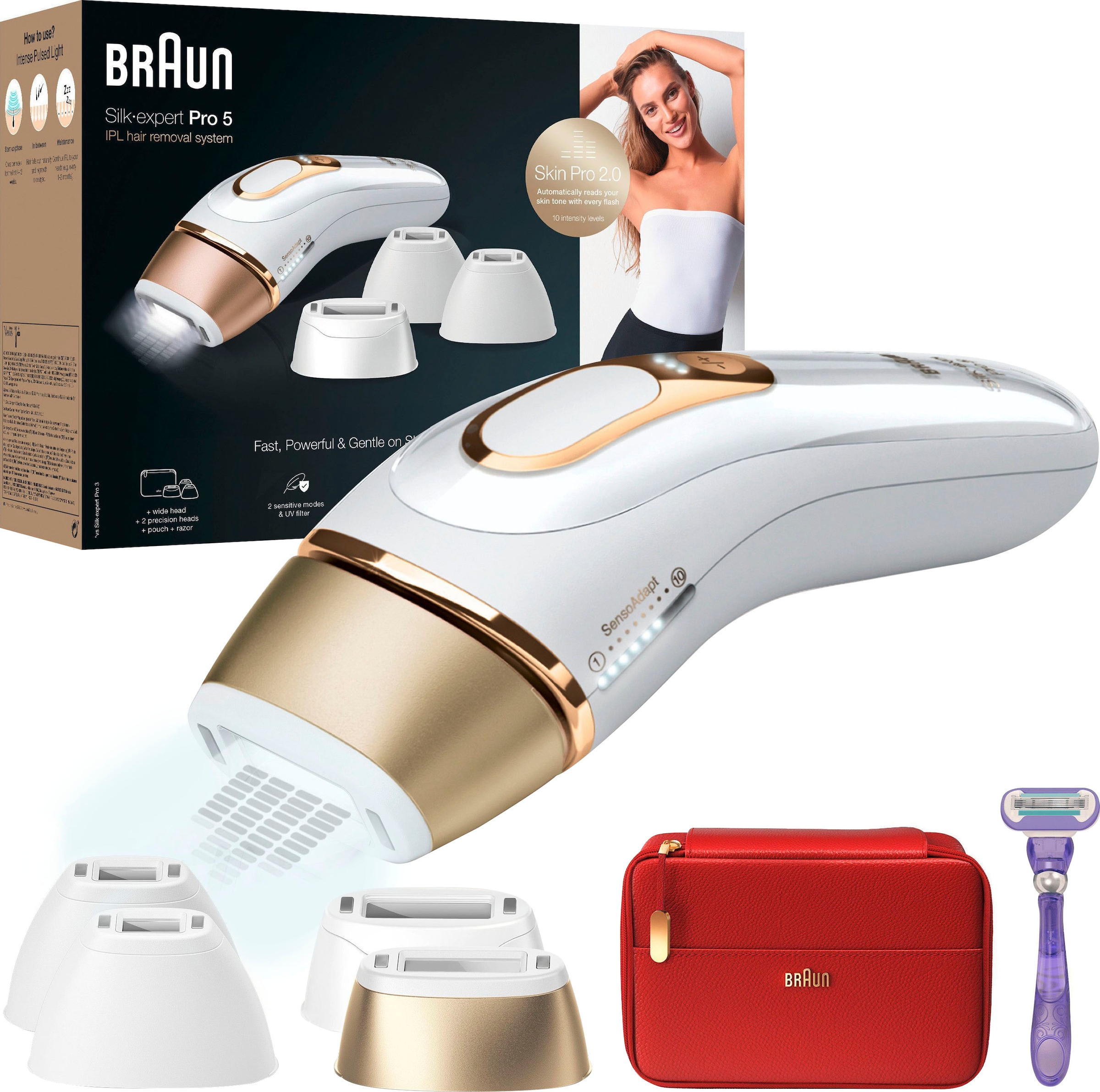 Braun IPL-Haarentferner Jahren 5 Pro Garantie 400.000 Skin »Silk-Expert Pro PL5387«, mit 2.0 XXL 3 Lichtimpulse, Sensor