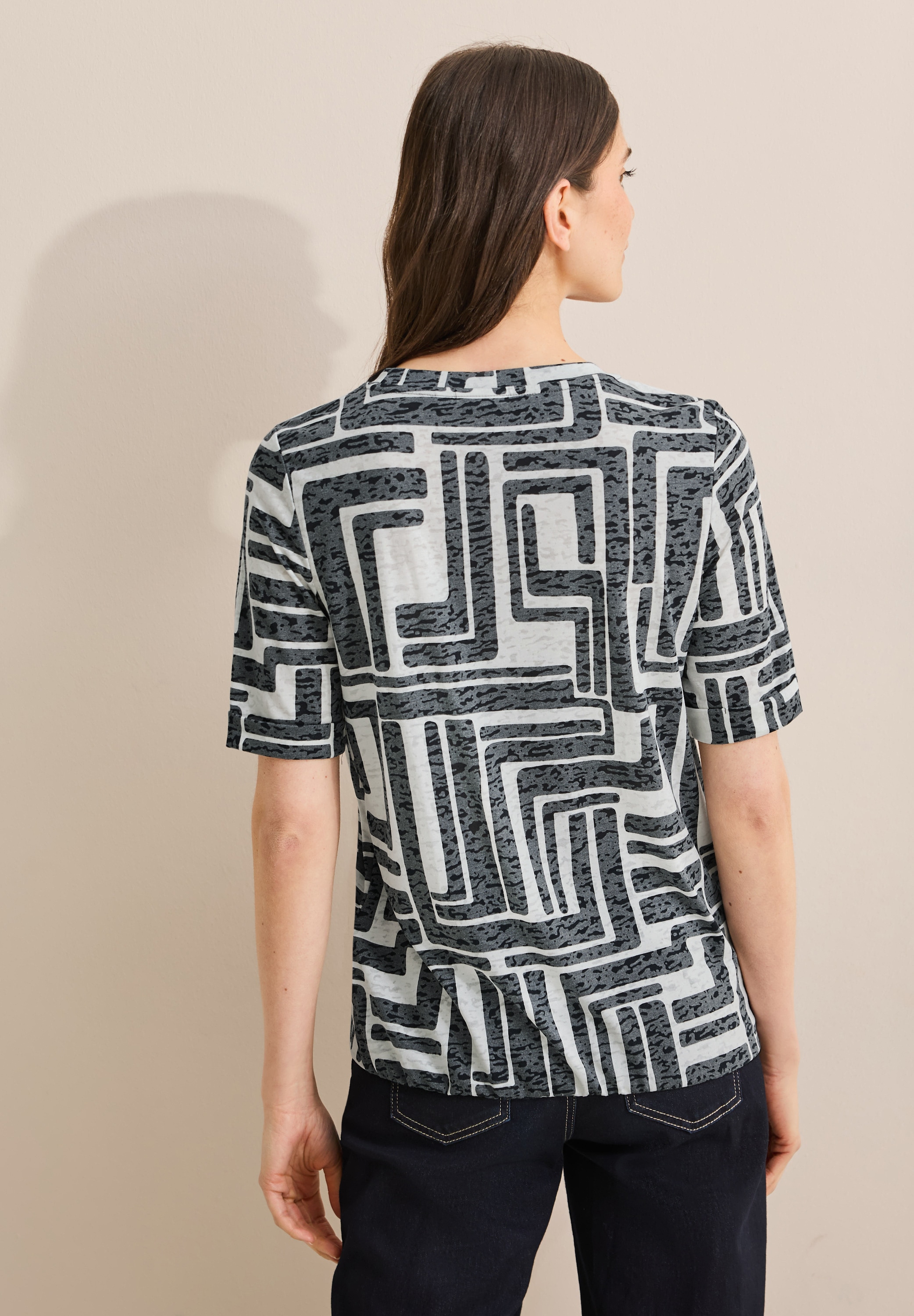 Cecil T-Shirt, in Ausbrenner-Optik, gemustert