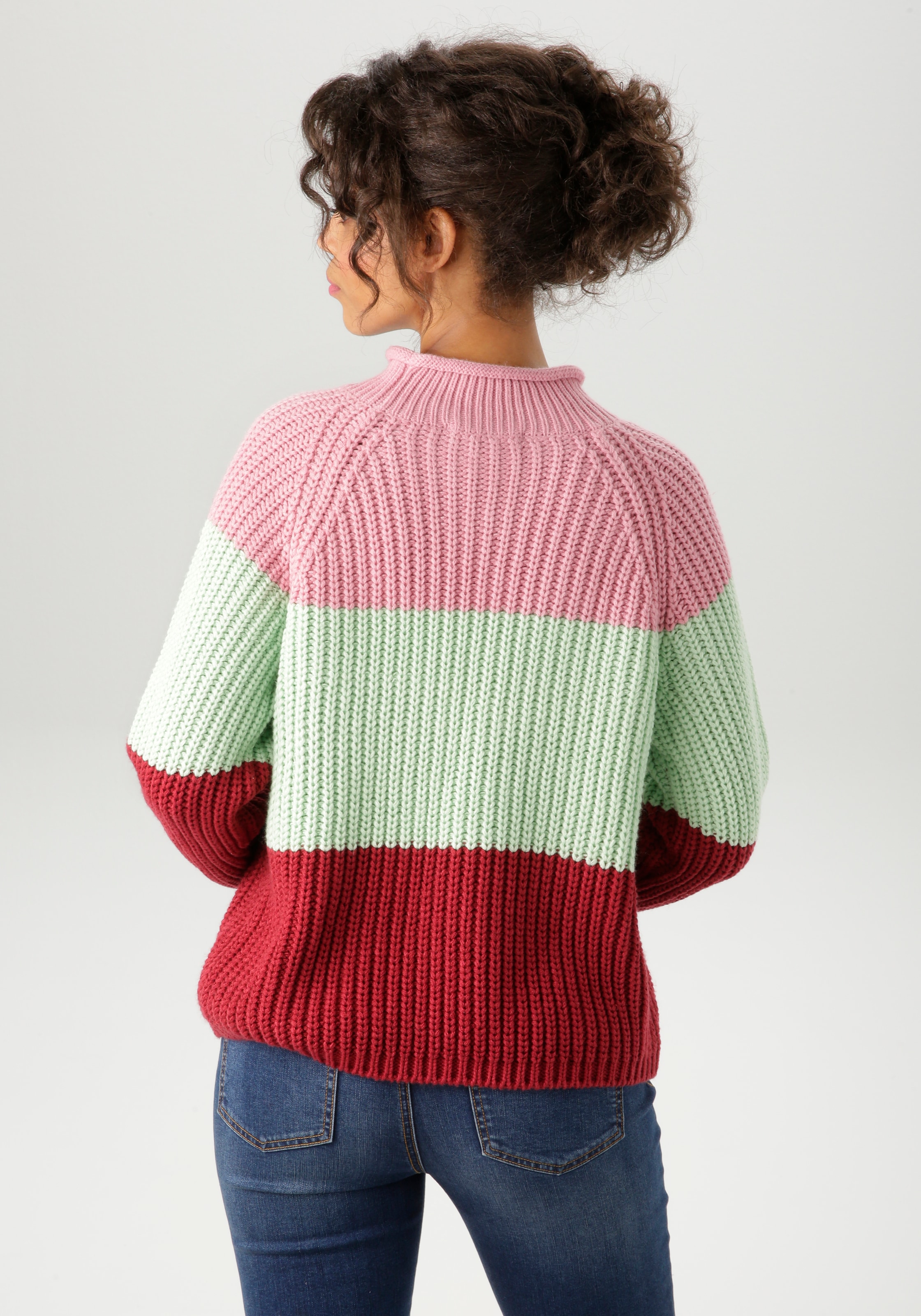 Aniston CASUAL Strickpullover im trendfarbigen Color-Blocking