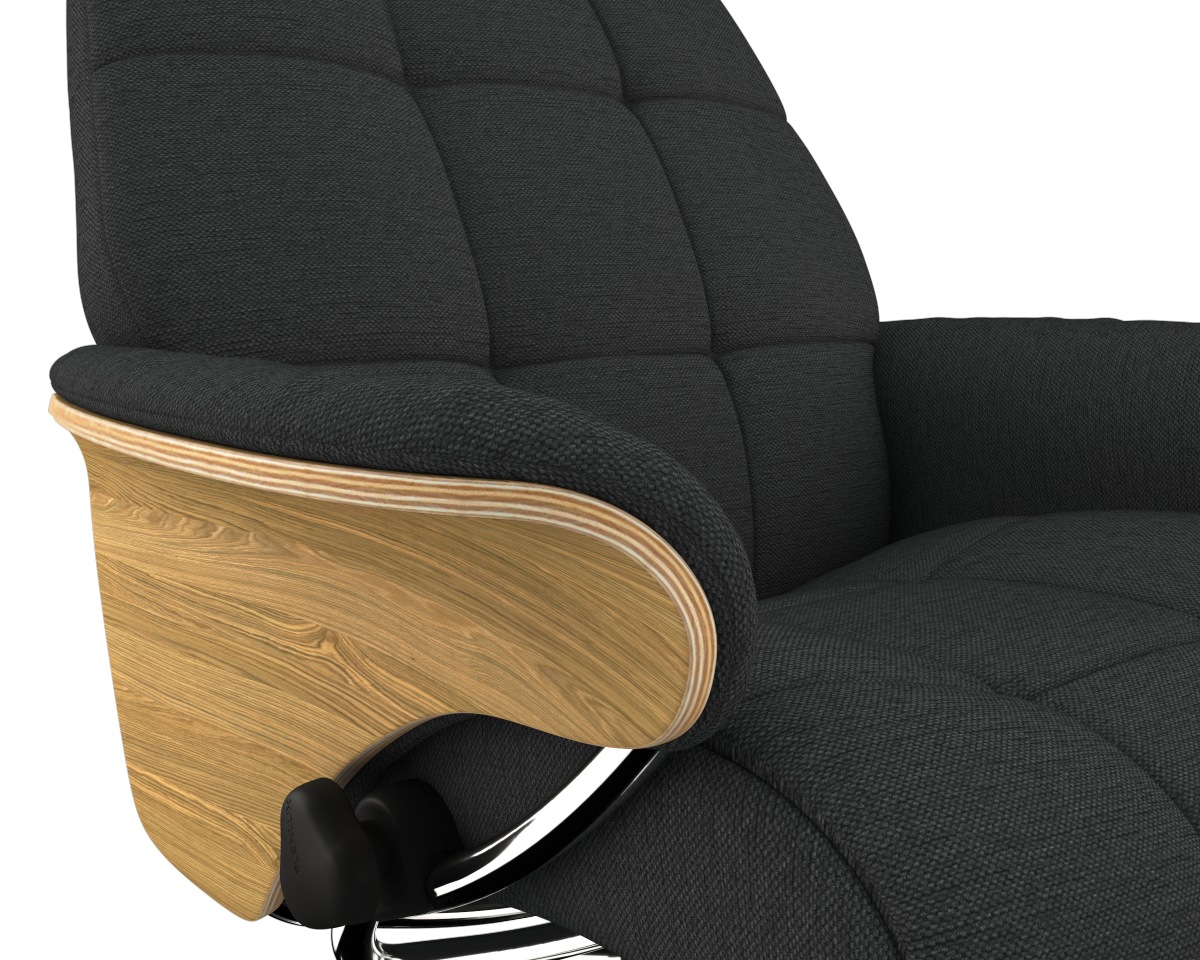 FLEXLUX Relaxsessel »Skagen Funktionsessel, Polstersessel, Armlehne, TV-Fernsehsessel,«, Rücken- und Kopfteilverstellung, Fuß Alu, Armlehne Eiche, Drehbar