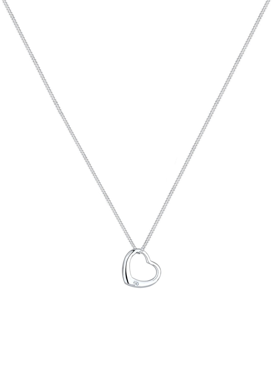 Elli DIAMONDS Silberkette »Halskette Herz Liebe Romantik Diamant (0.03 ct.) 925 Silber«