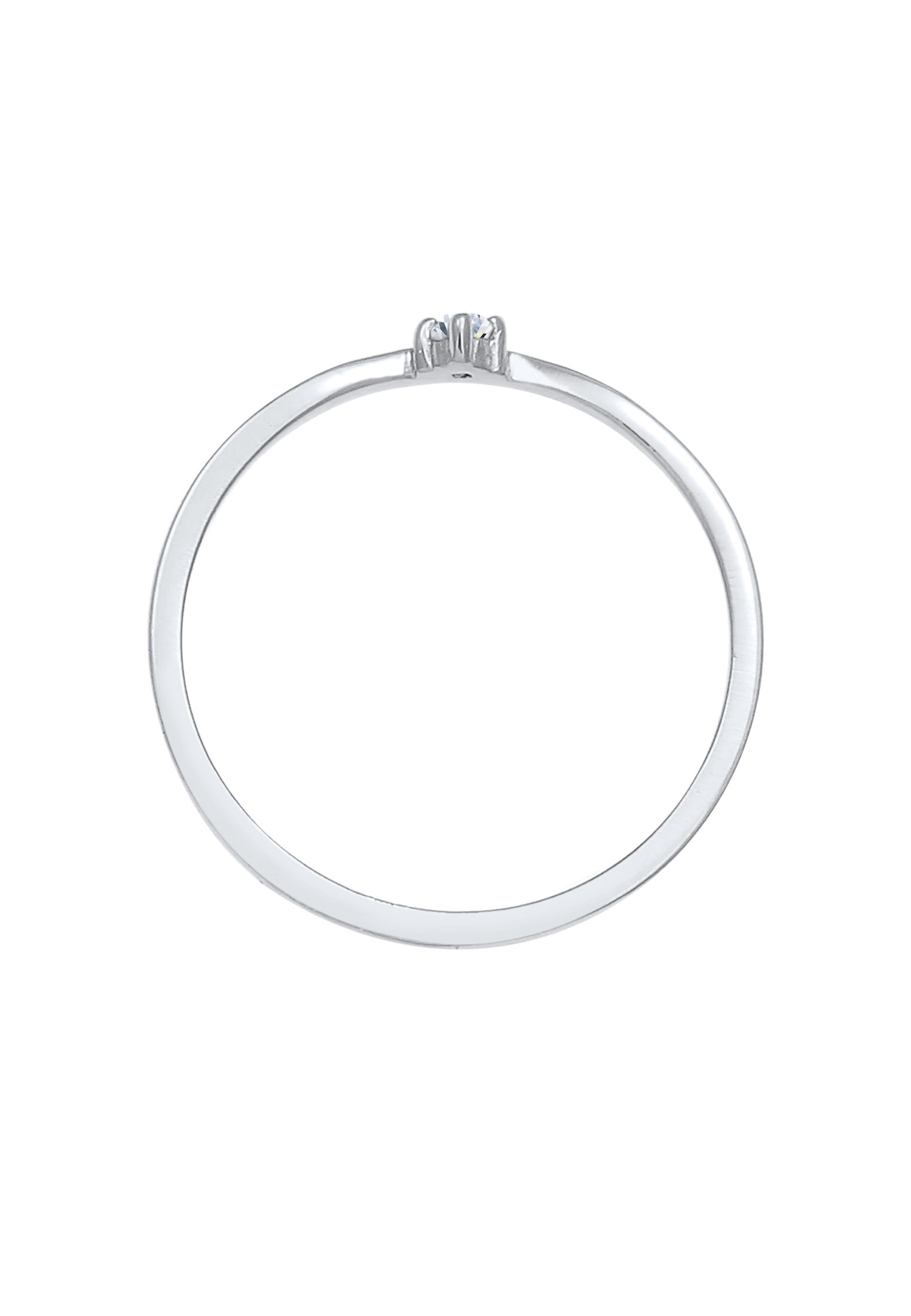 Elli DIAMONDS Verlobungsring »Ring Solitär Diamant (0.03 ct.) V-Form 925 Silber«