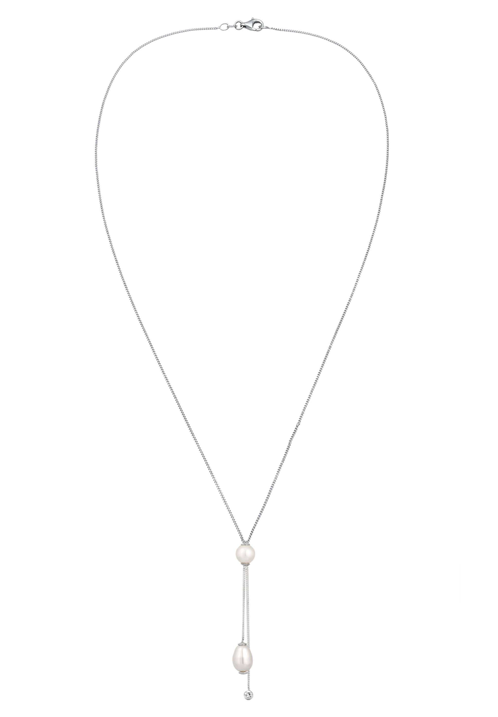 Elli Y-Kette »Halskette Y-Halskette Synthetische Perle Kristalle Weiß 925 Sterling Silber«