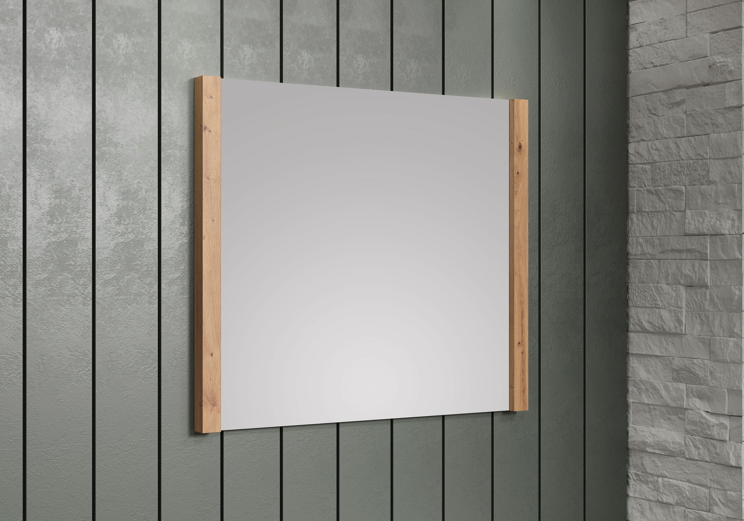 andas Garderobenspiegel »Drammen«, (1 St.), Wandspiegel, teilweise Rahmen in Holzoptik, B/H ca.: 78/69 cm