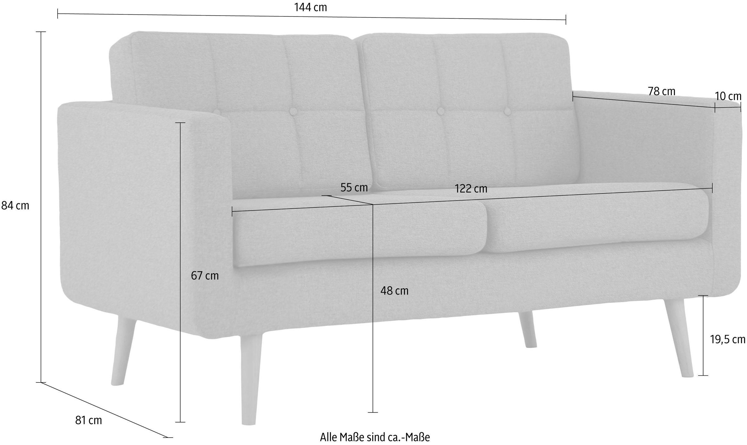 Home affaire 2-Sitzer »Brest«, mit Knopfheftung und Steppung im Rücken, geradliniges Design