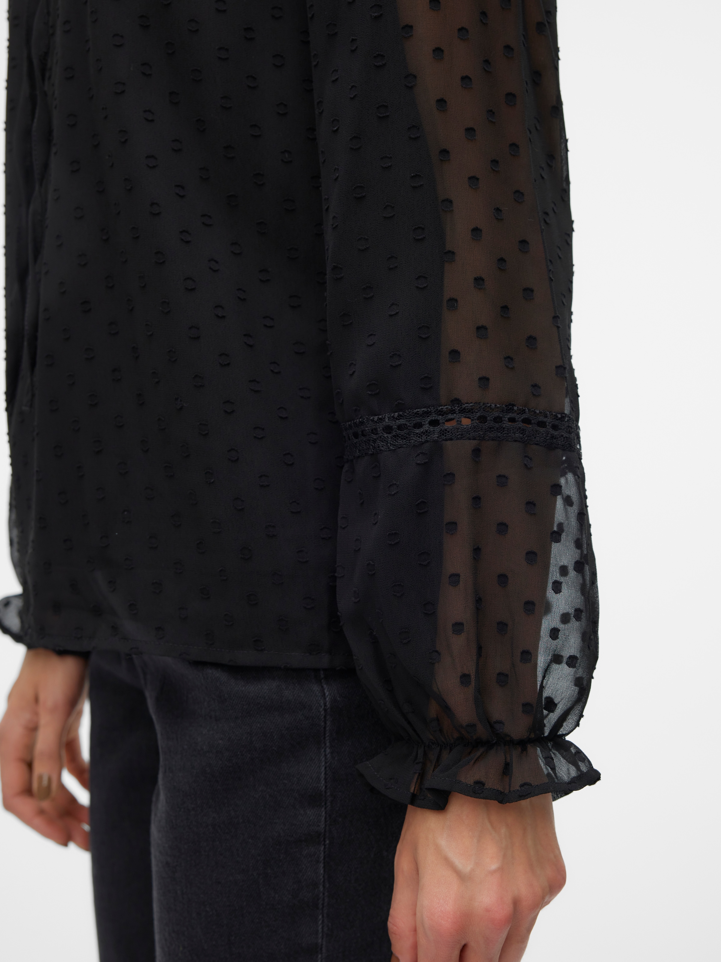 Vero Moda Blusenshirt »VMLEAH LS LACE TOP WVN GA NOOS«