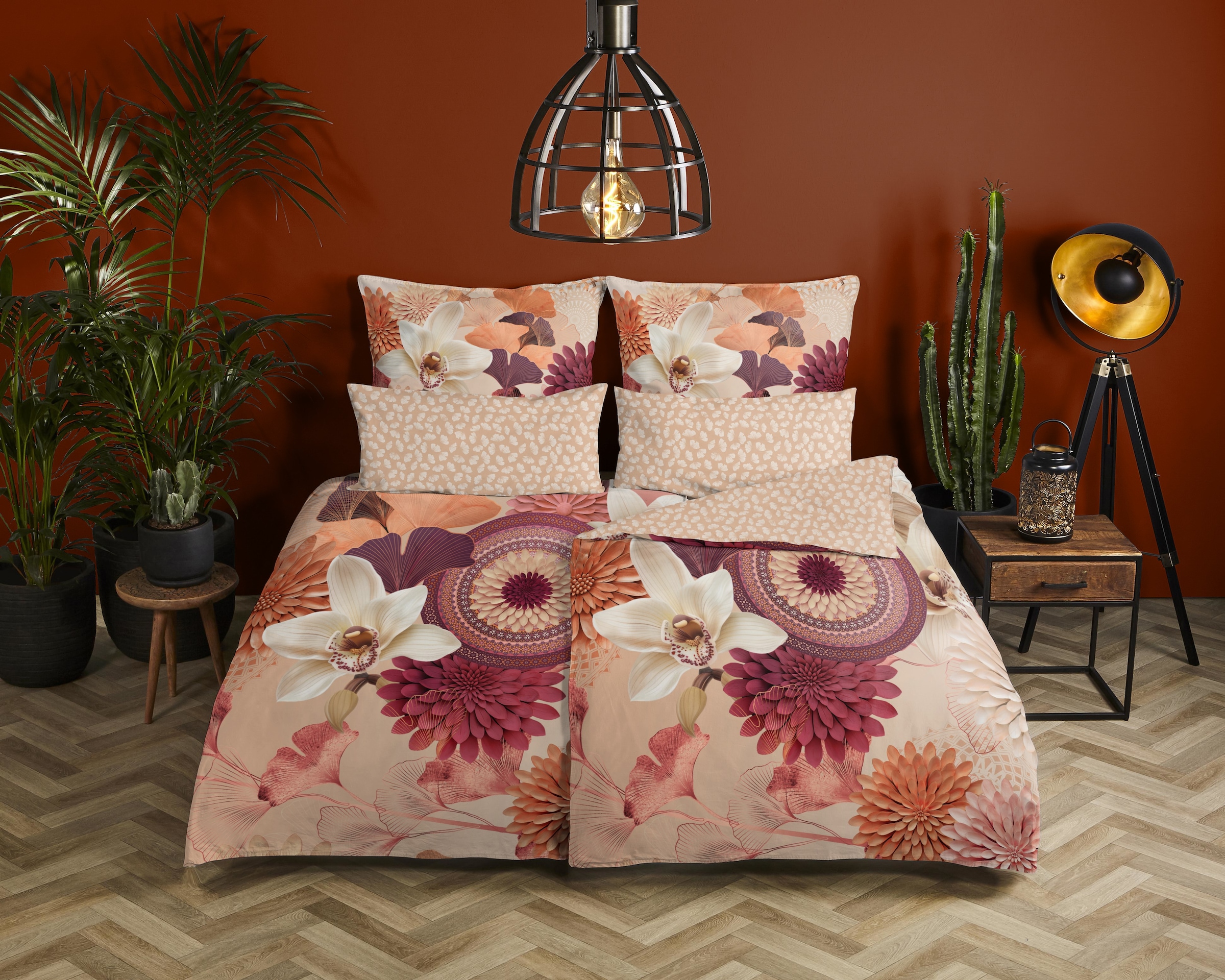 hip Wendebettwäsche »Quente«, Satin, Reißverschluss, Wendeoptik, Mandala, Blume, Sand