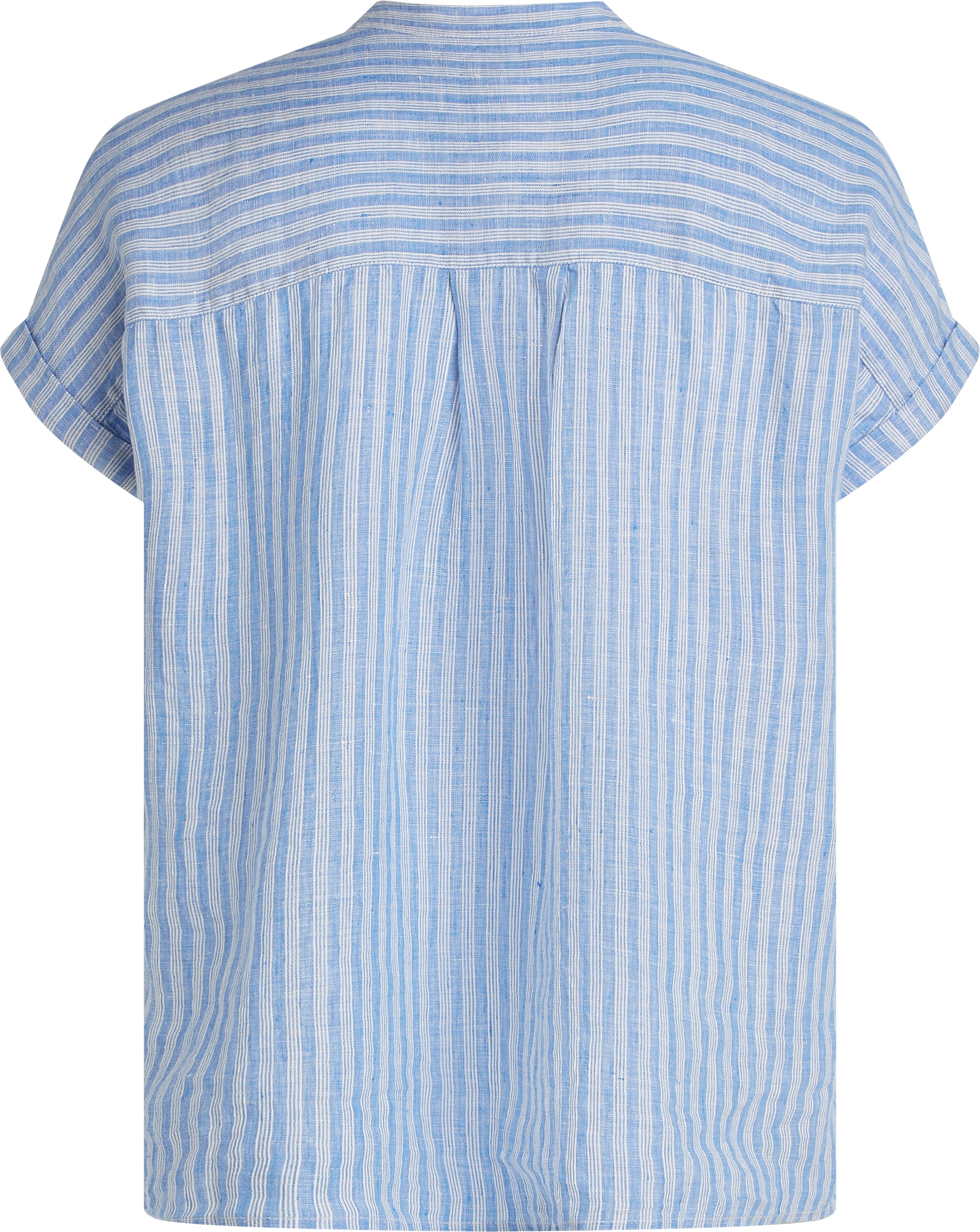 Tommy Hilfiger Kurzarmbluse »ESS LINEN COLLARLESS S/S BLOUSE«, mit Logostickerei,kühlendes Premium Leinen