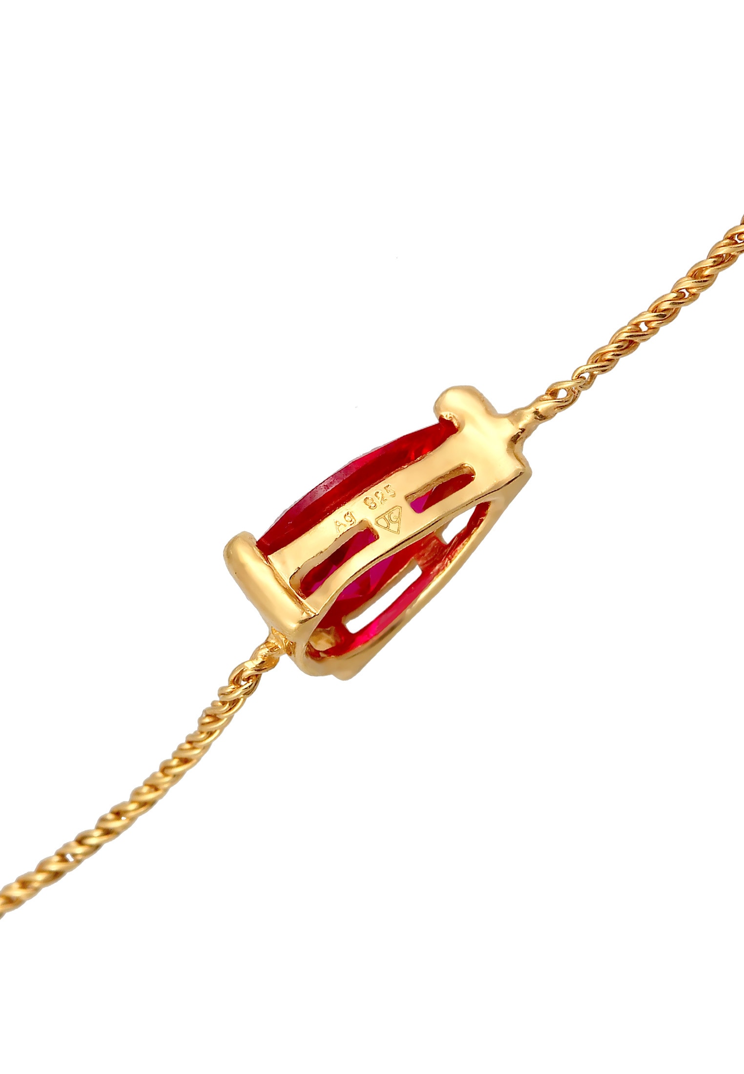 Elli Armkette »Armband Tropfen synthetischer Rubin 925 Silber«