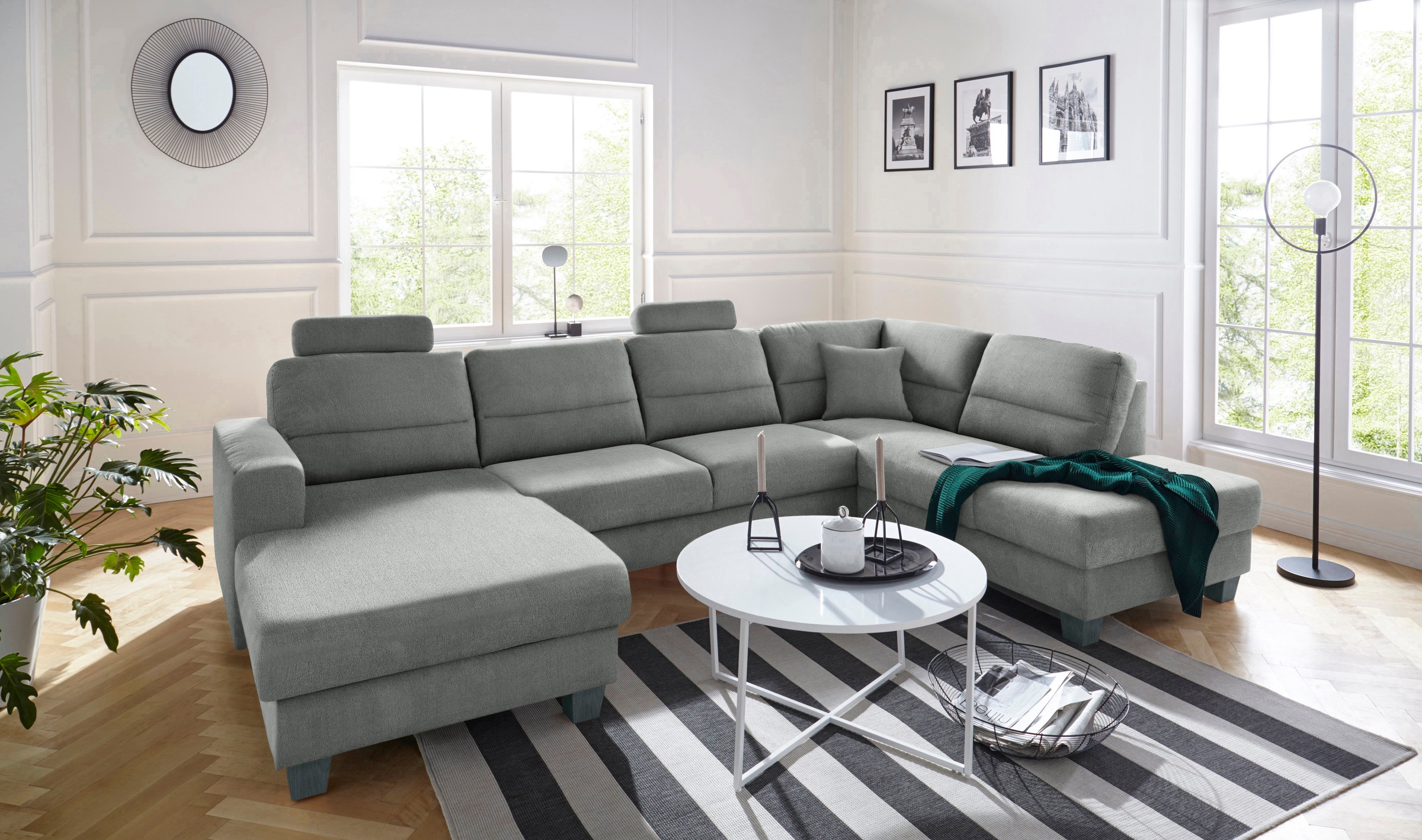 TRENDMANUFAKTUR Wohnlandschaft »Chamber, U-Form« inklusive zwei Kopfstützen, wahlweise mit Bettfunktion