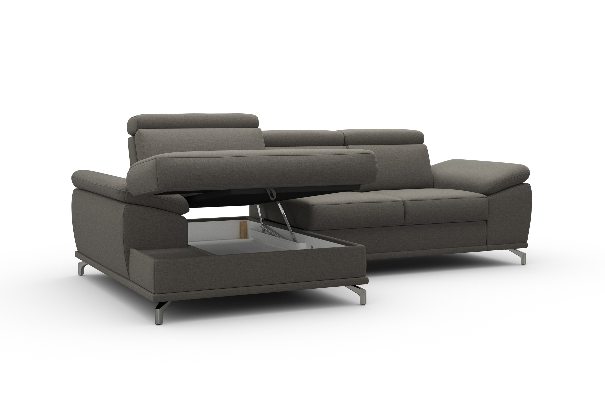 sit&more Ecksofa »Cabrio L-Form, mit Sitztiefenverstellung, Arm- und Kopfteilverstellung«, 2 Nierenkissen, Federkern, optional Bettfunktion und Stauraum
