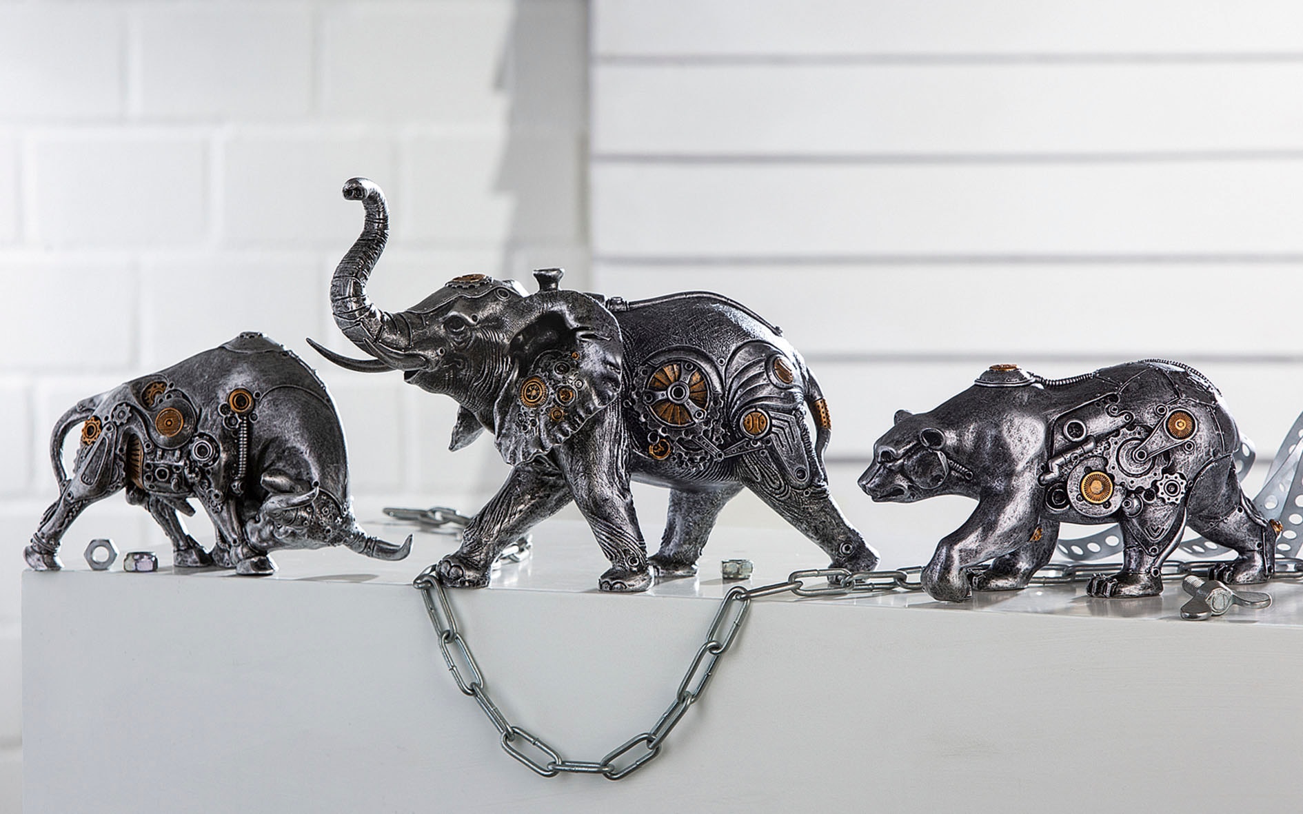 »Skulptur by kaufen Raten Casablanca Elephant«, mit Steampunk auf Elementen kupferfarbenen Tierfigur Gilde