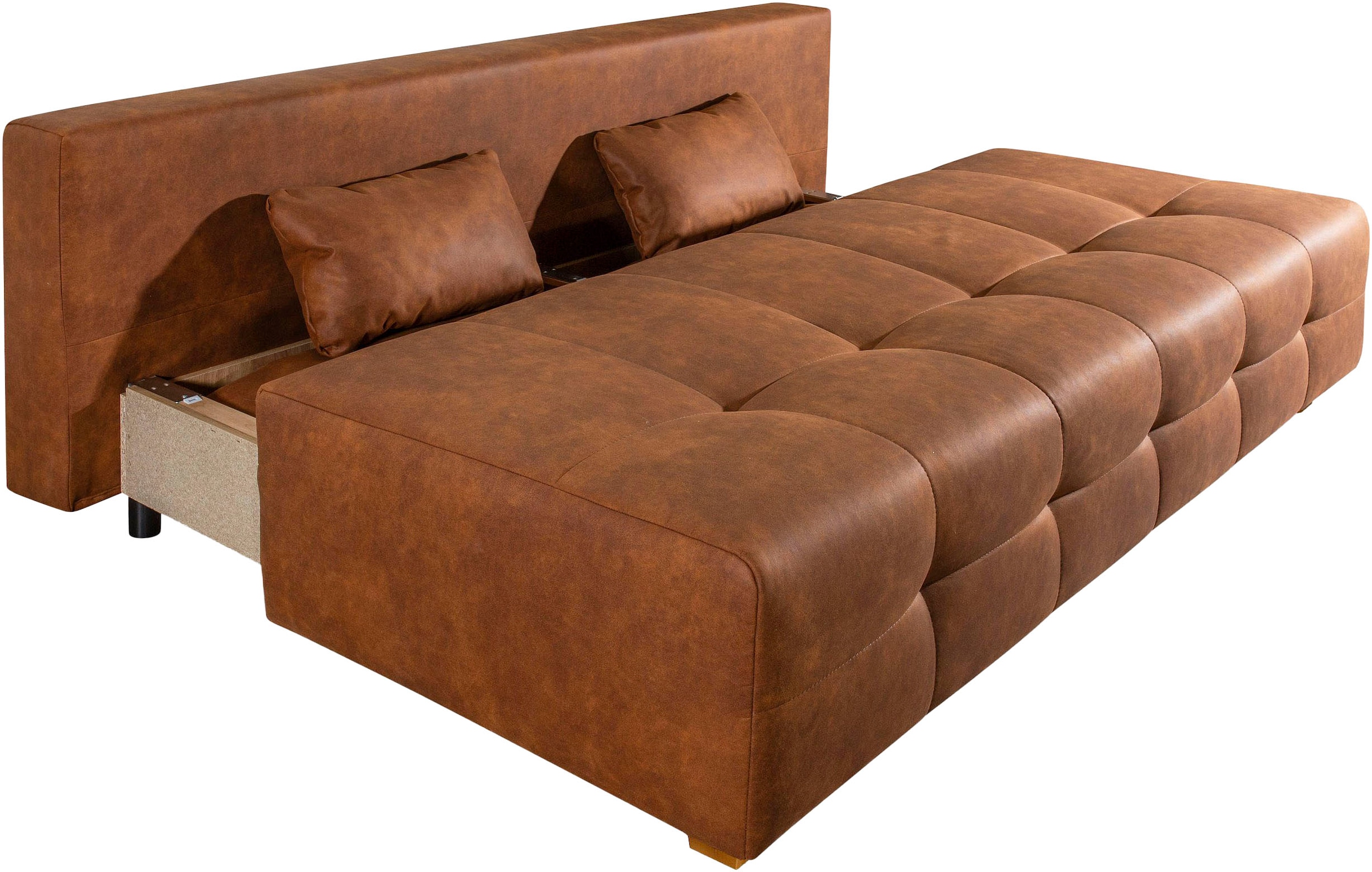 COLLECTION AB Schlafsofa »Bella, B: 196 cm, Liegefl. 145x196 cm« Bettfunktion, Bettkasten & 2 Armlehnenkissen, Federkern