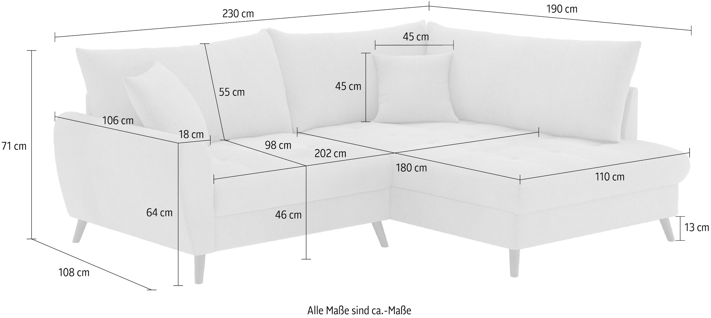 Mr. Couch Ecksofa »Blackburn II, L-Form«, Mit Kaltschaumpolsterung bis 140 kg belastbar