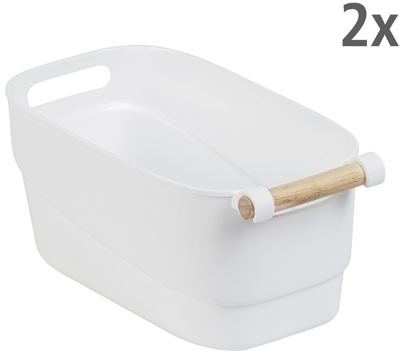 WENKO Badorganizer »S«, (Set, 2 St.), mit Holzgriff, für Kleinaufbewahrung