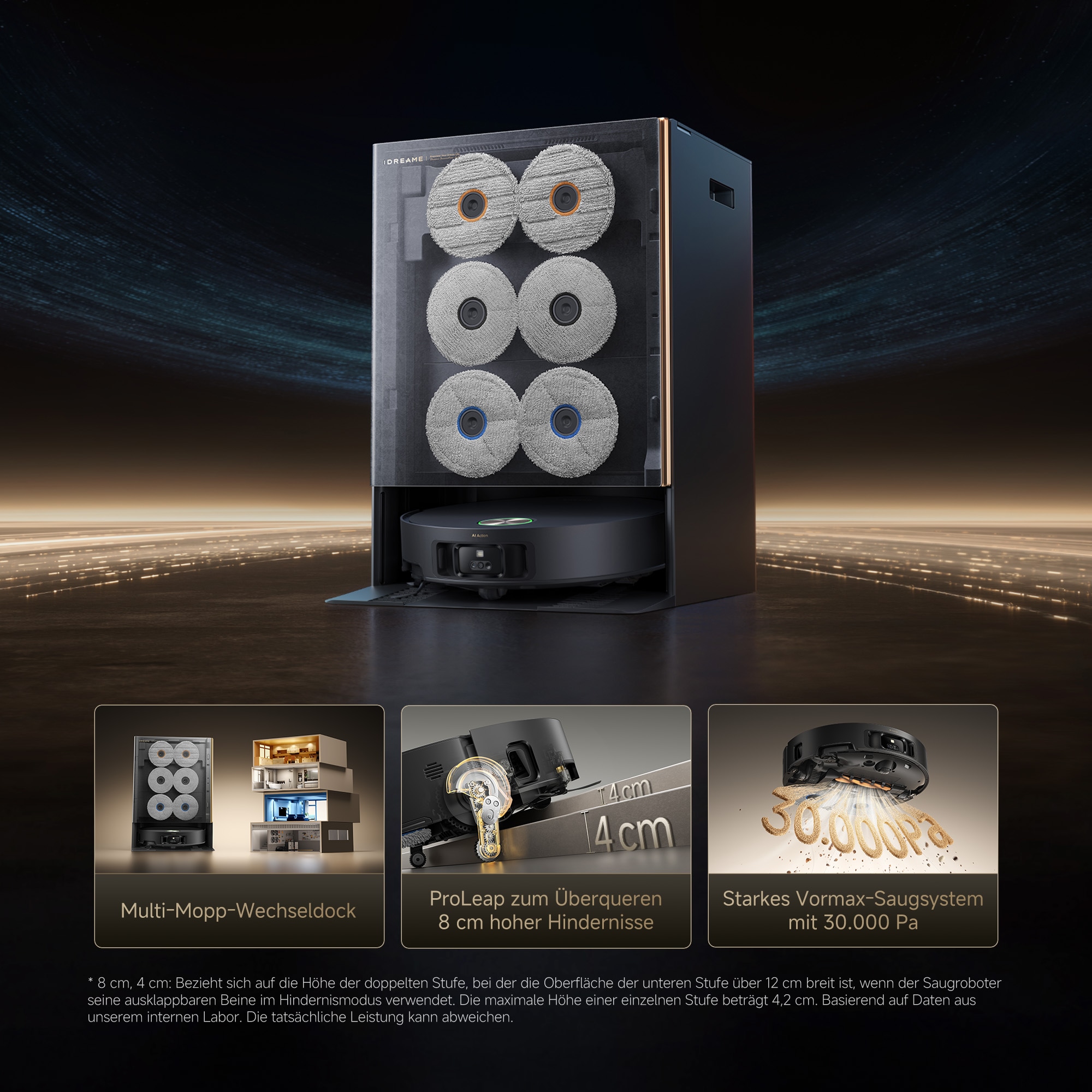 Dreame Nass-Trocken-Saugroboter »Matrix 10 Ultra« Mop-Wechsel, drei Reinigungsmittel, überwindet Hindernisse, 30.000 Pa