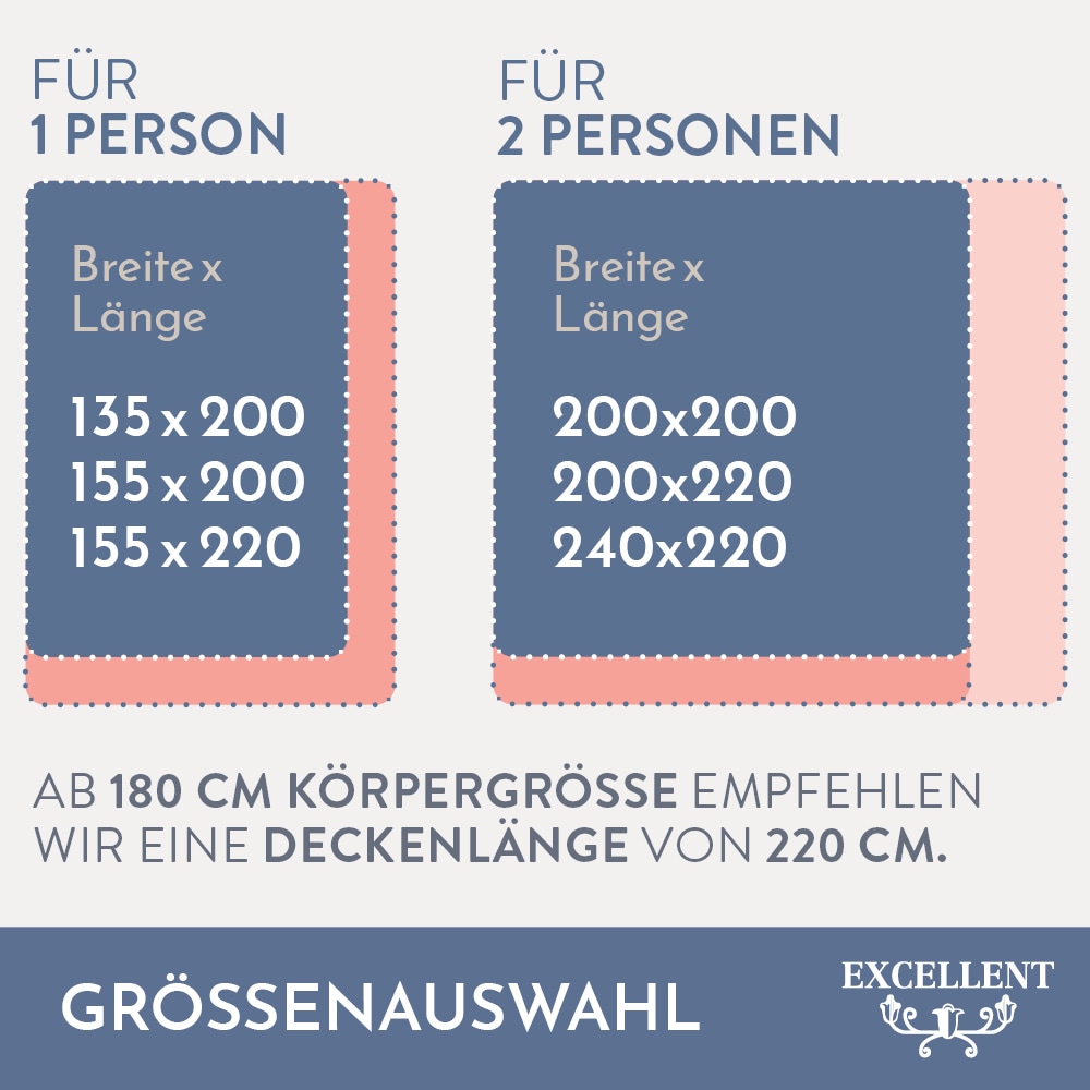 Excellent Daunenbettdecke »Überraschungsbox«, normal, Füllung 90% Daunen, 10% Federn, Bezug Baumwolle, (1 St.), absoluter Sonderpreis, wegen Lagerräumung, Solange der Vorrat reicht