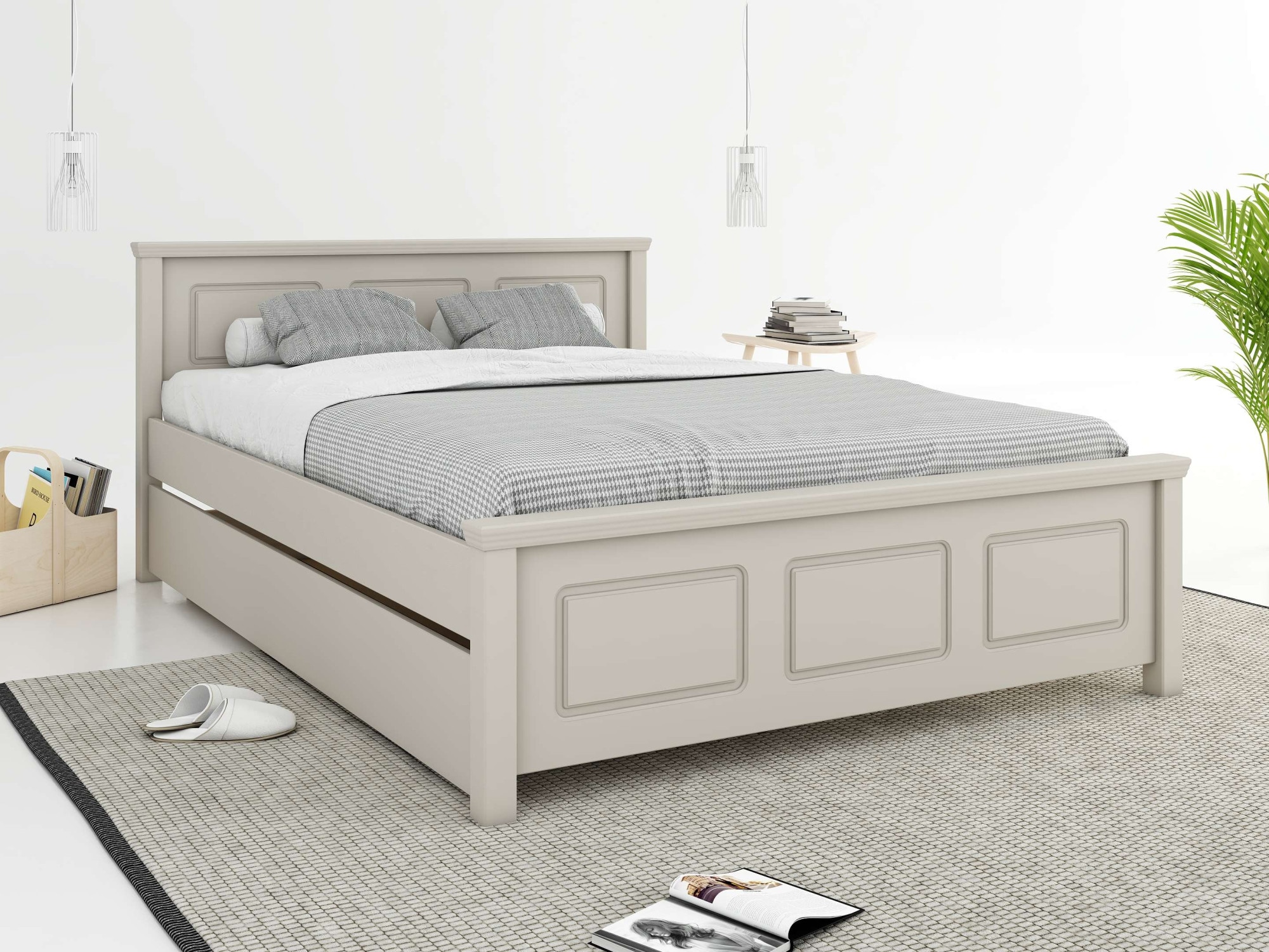 OTTO home Massivholzbett »ERIK' , Made in Europe, optional mit Schublade, Massivholz Kiefer« FSC® zertifiziert,  in mehreren Größen, Landhausstil mit Kassettenoptik