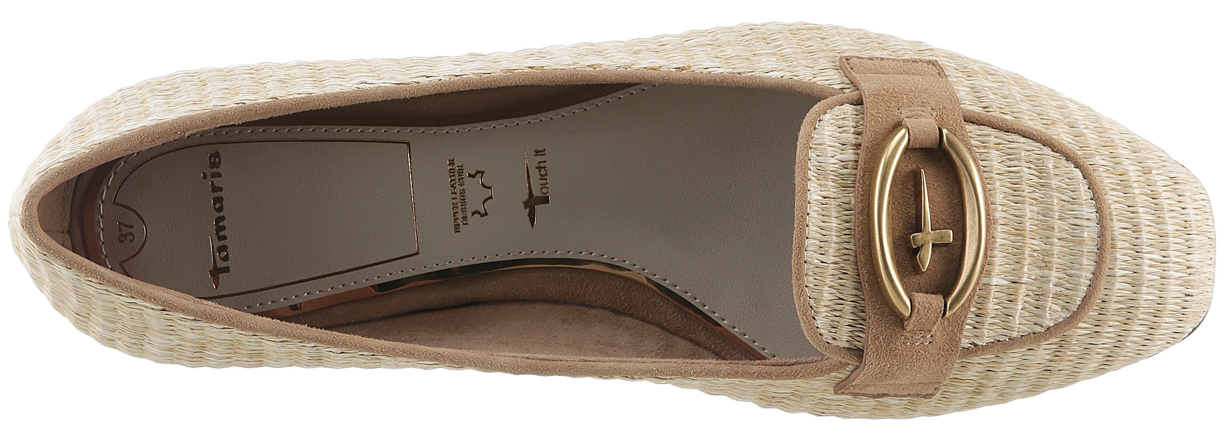 Tamaris Ballerina, Blockabsatz, Schlupfschuh, Businessschuh mit Tamaris-Schmuckelement