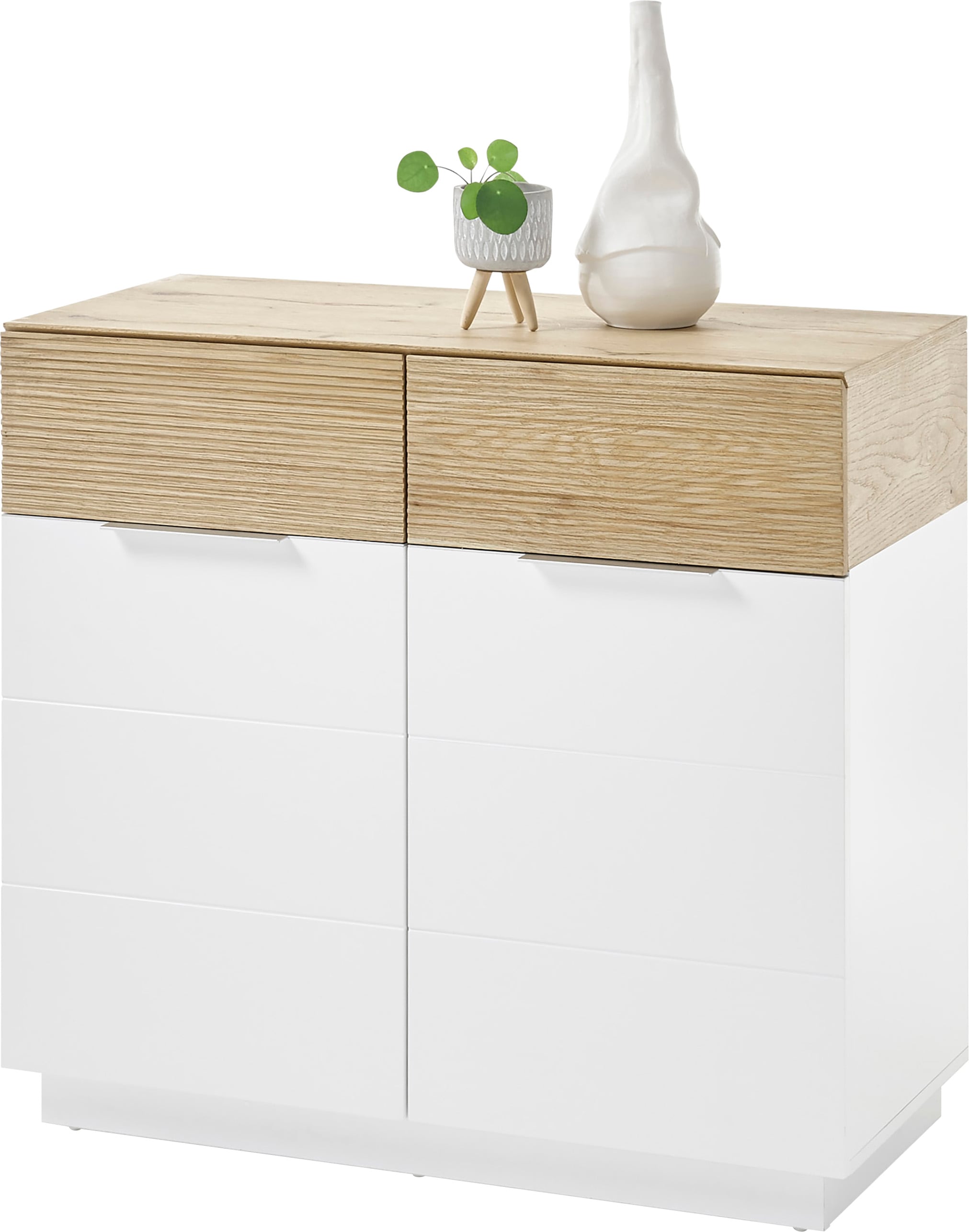 MCA furniture Kommode »Dubai«, weiß Matt mit Absetzungen in Eiche