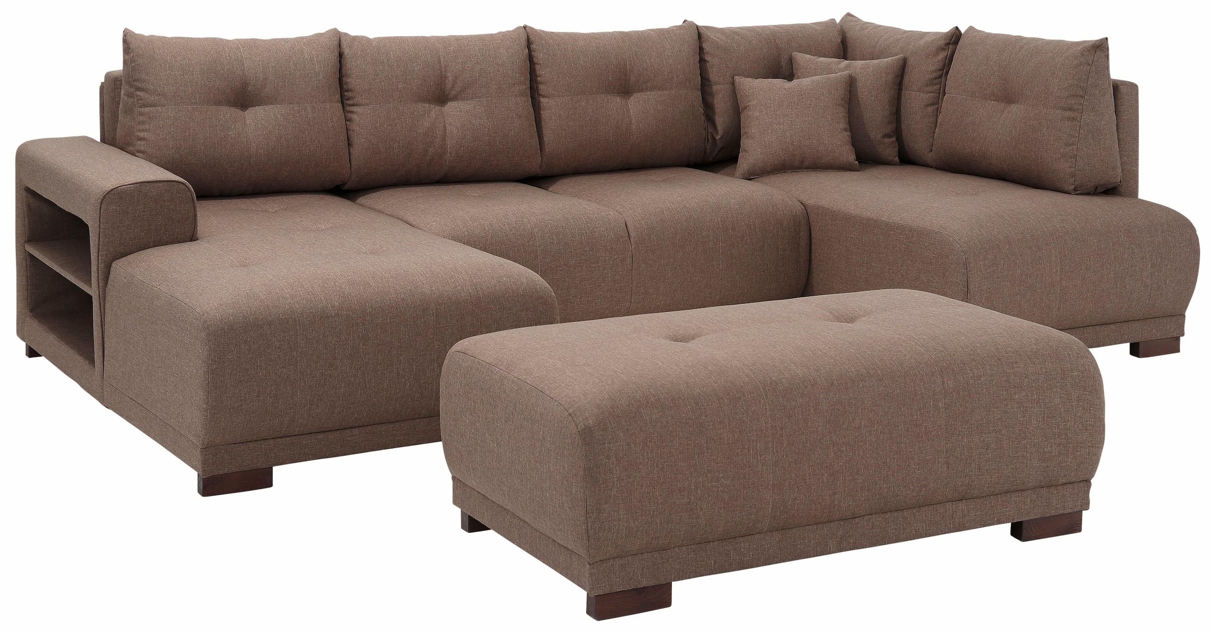 Home affaire Wohnlandschaft »Viborg U-Form«, mit Regal in der Armlehne, wahlweise mit Bettfunktion