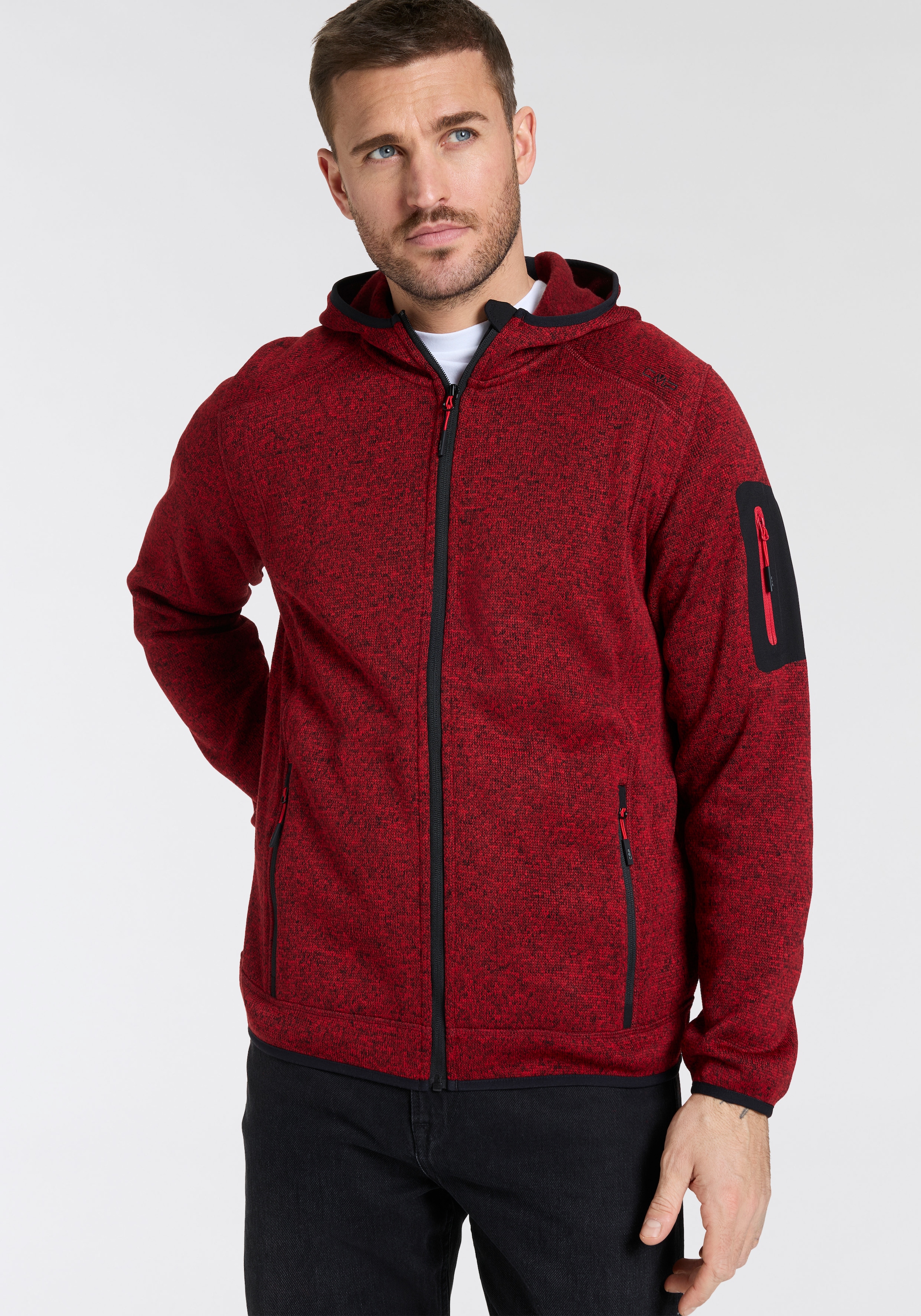 Strickfleecejacke »MAN JACKET FIX HOOD«, (1 St.), mit Kapuze